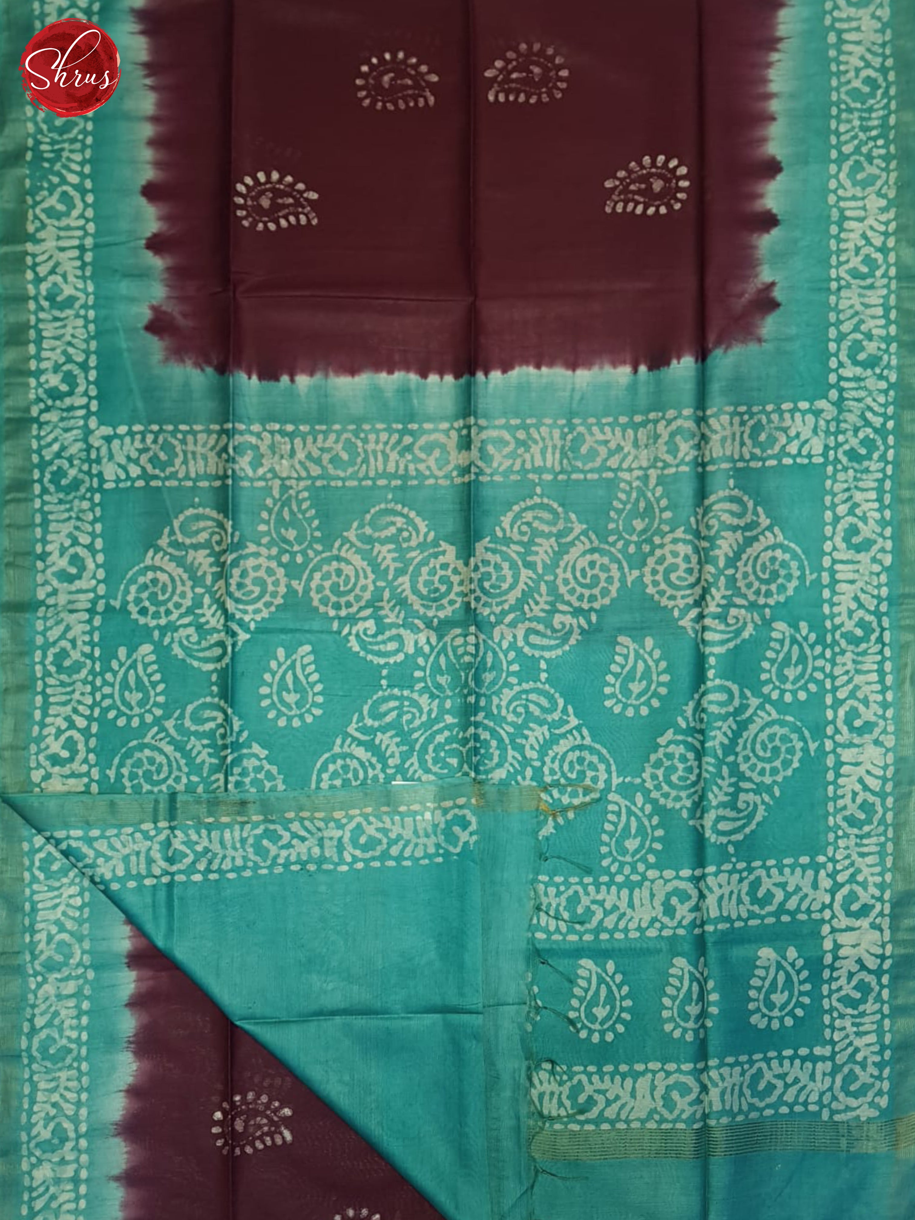 Deep Wine & Blue- Bhatik Saree - Shop on ShrusEternity.com