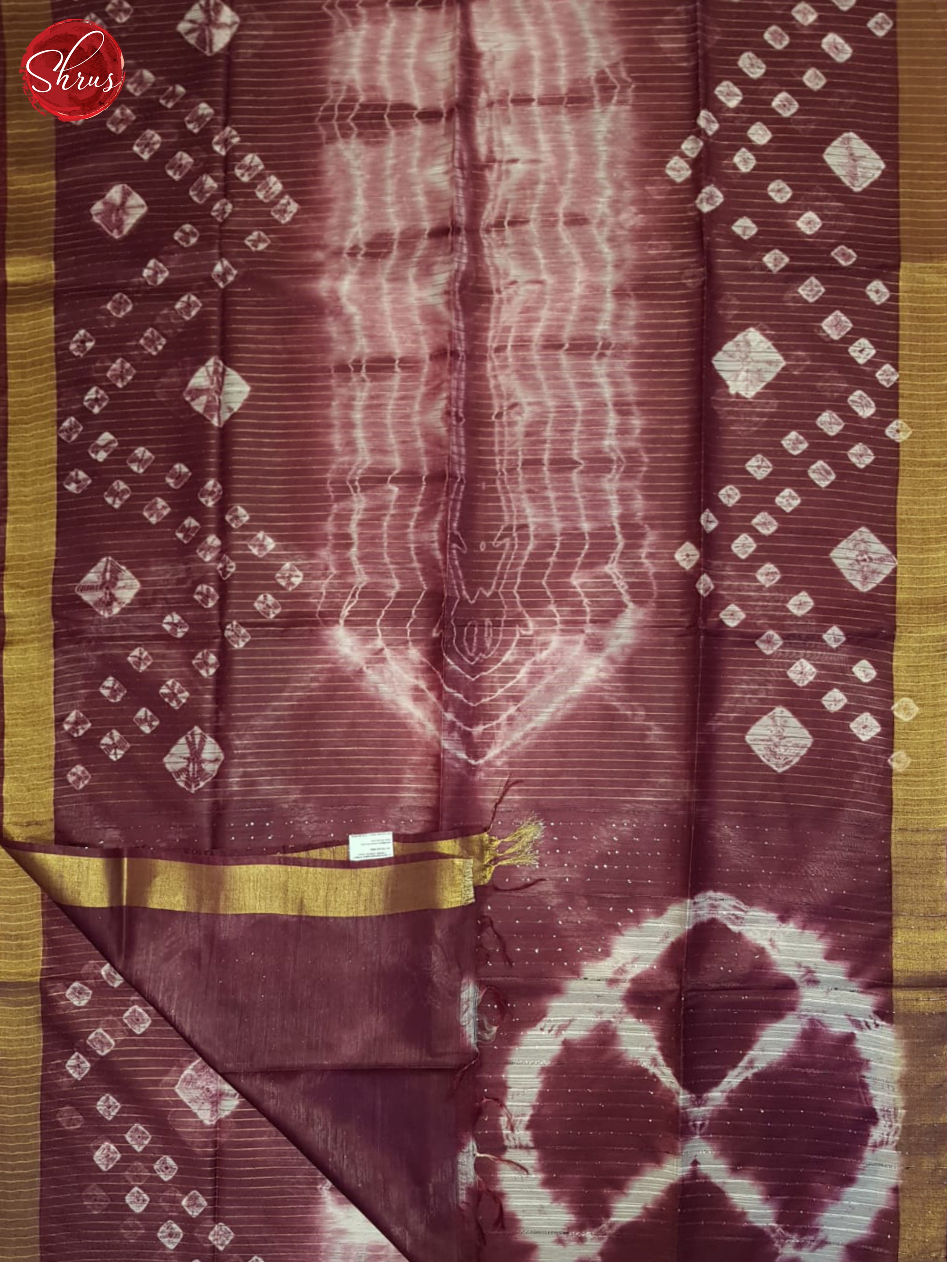 Wine & Cream - Shibori Saree - Shop on ShrusEternity.com
