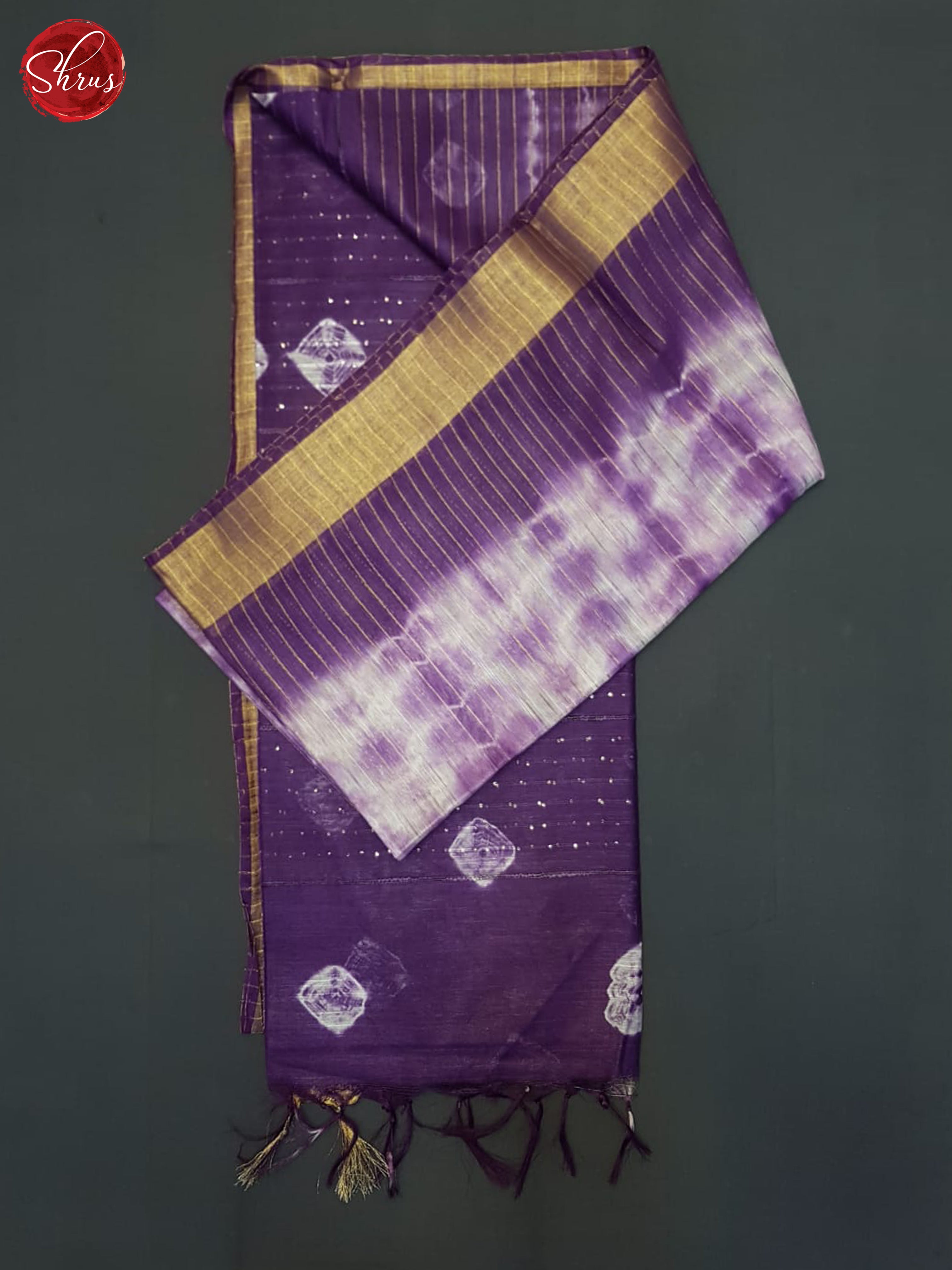 Cream & Purple- Shibori Saree - Shop on ShrusEternity.com