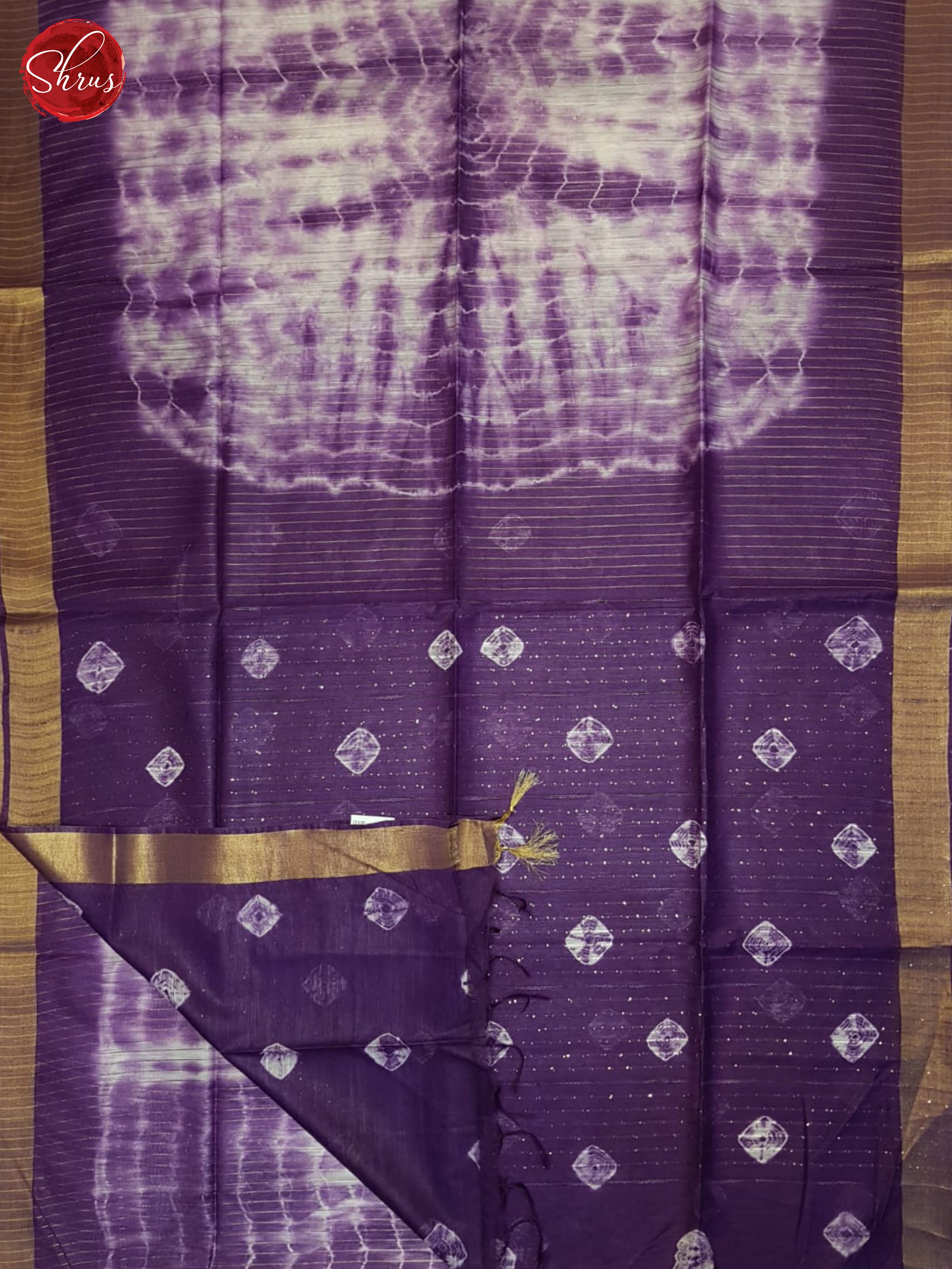Cream & Purple- Shibori Saree - Shop on ShrusEternity.com