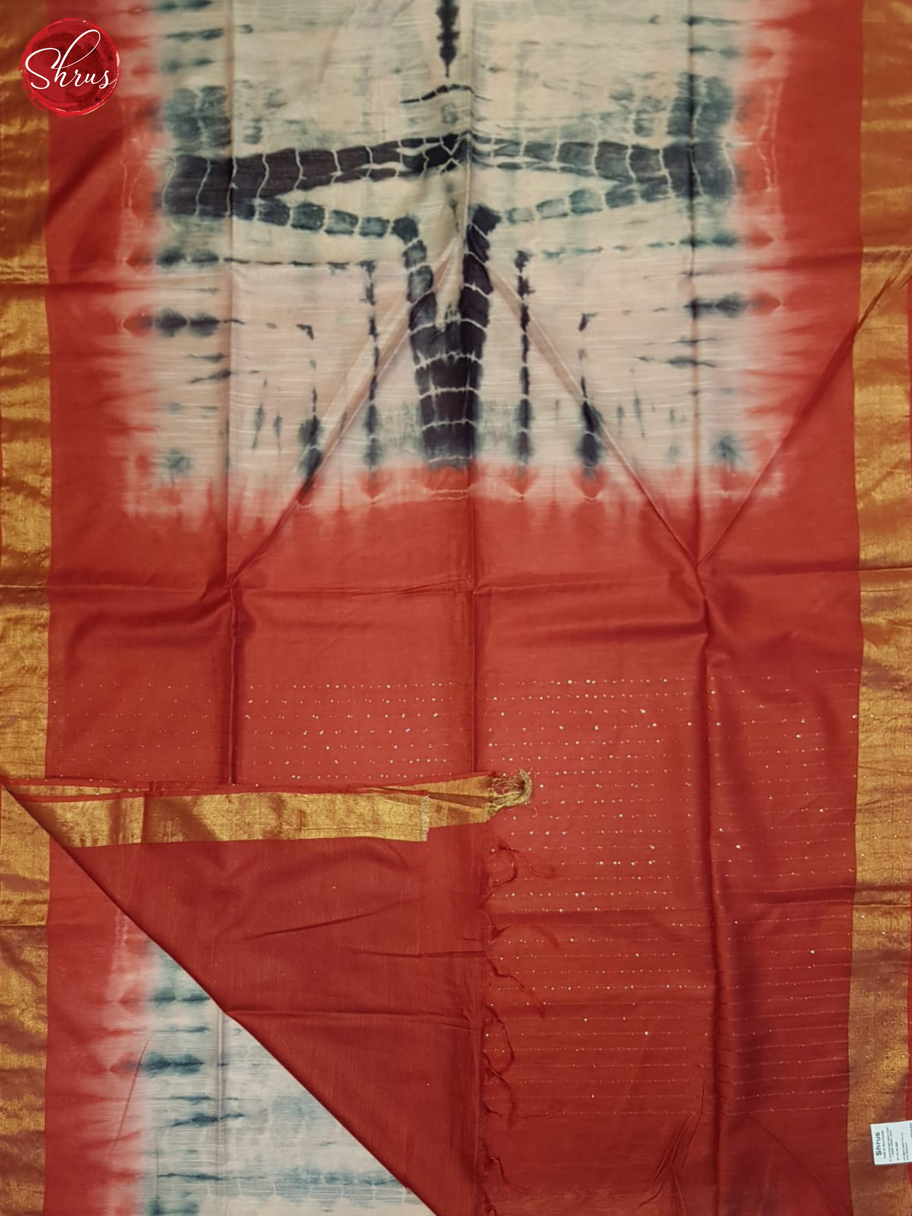 Cream And Red- Shibori Saree - Shop on ShrusEternity.com