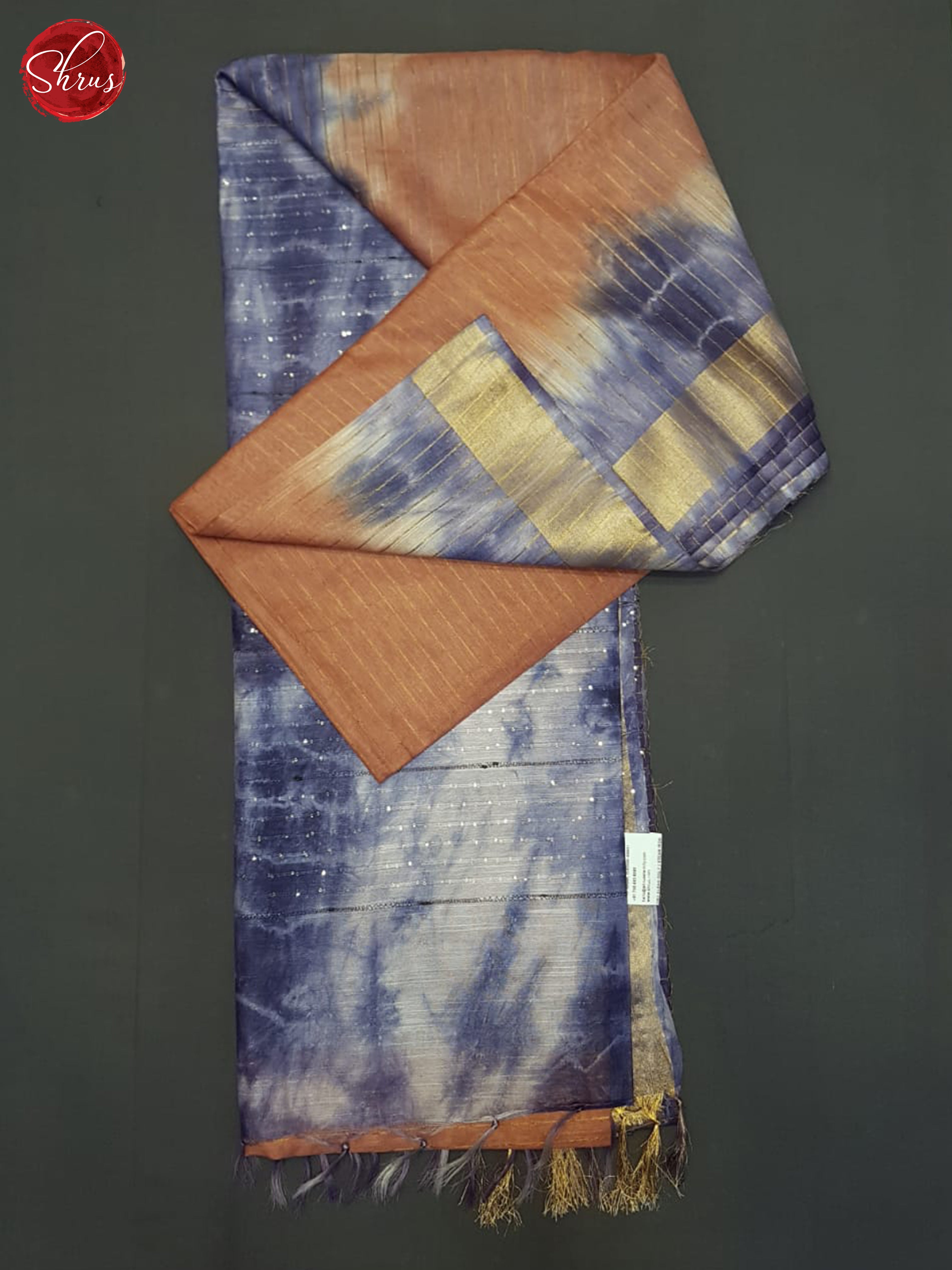 Brown And Blue- Shibori Saree - Shop on ShrusEternity.com