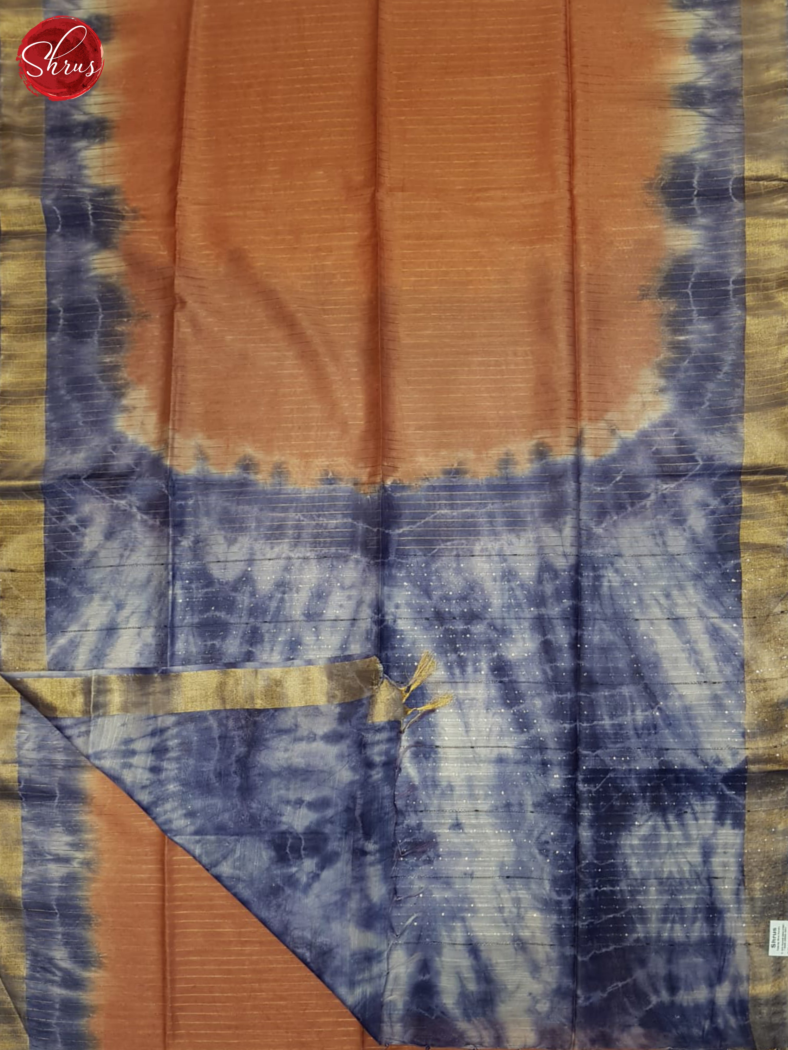 Brown And Blue- Shibori Saree - Shop on ShrusEternity.com