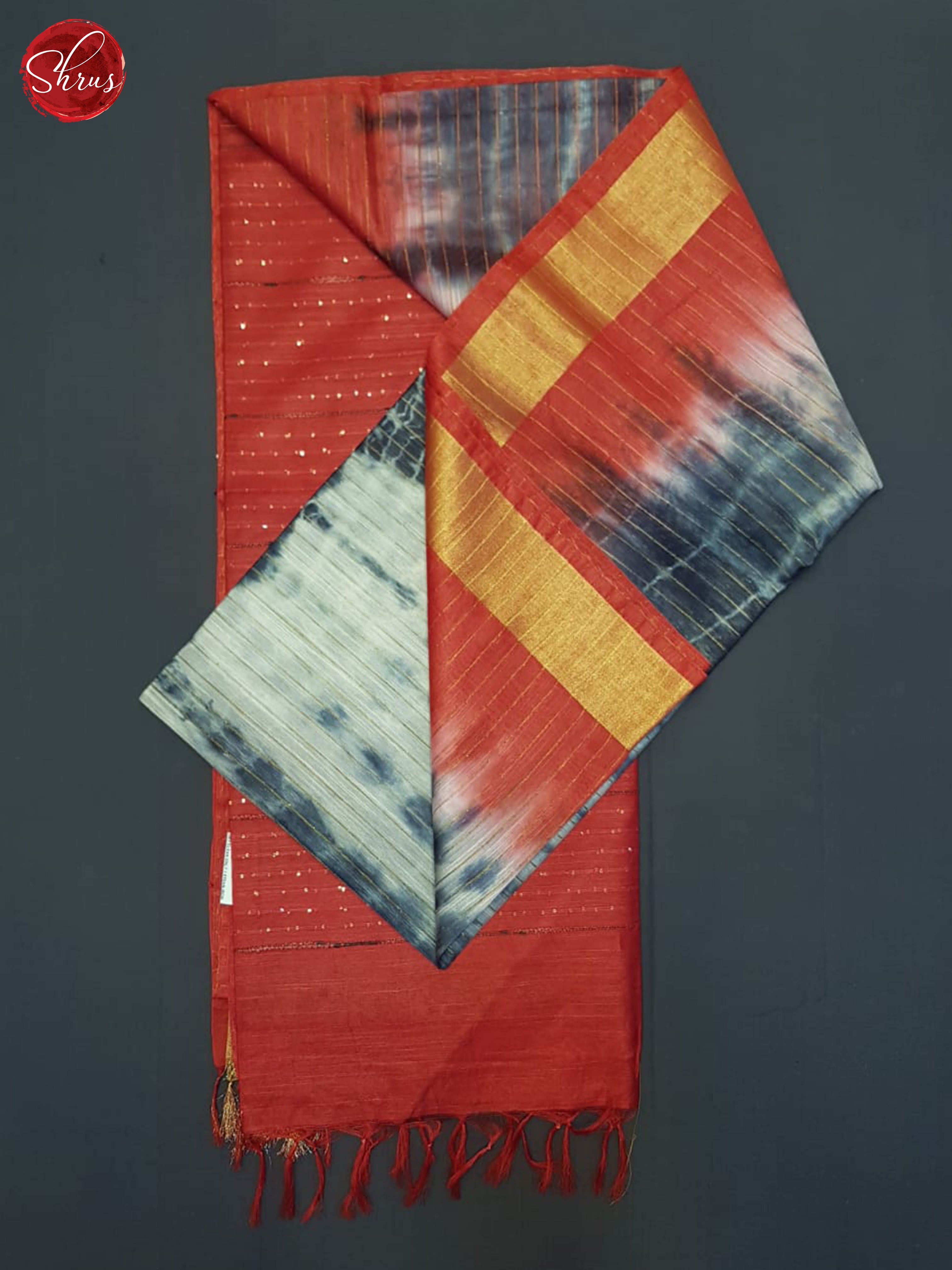 Grey And Red- Shibori Saree - Shop on ShrusEternity.com