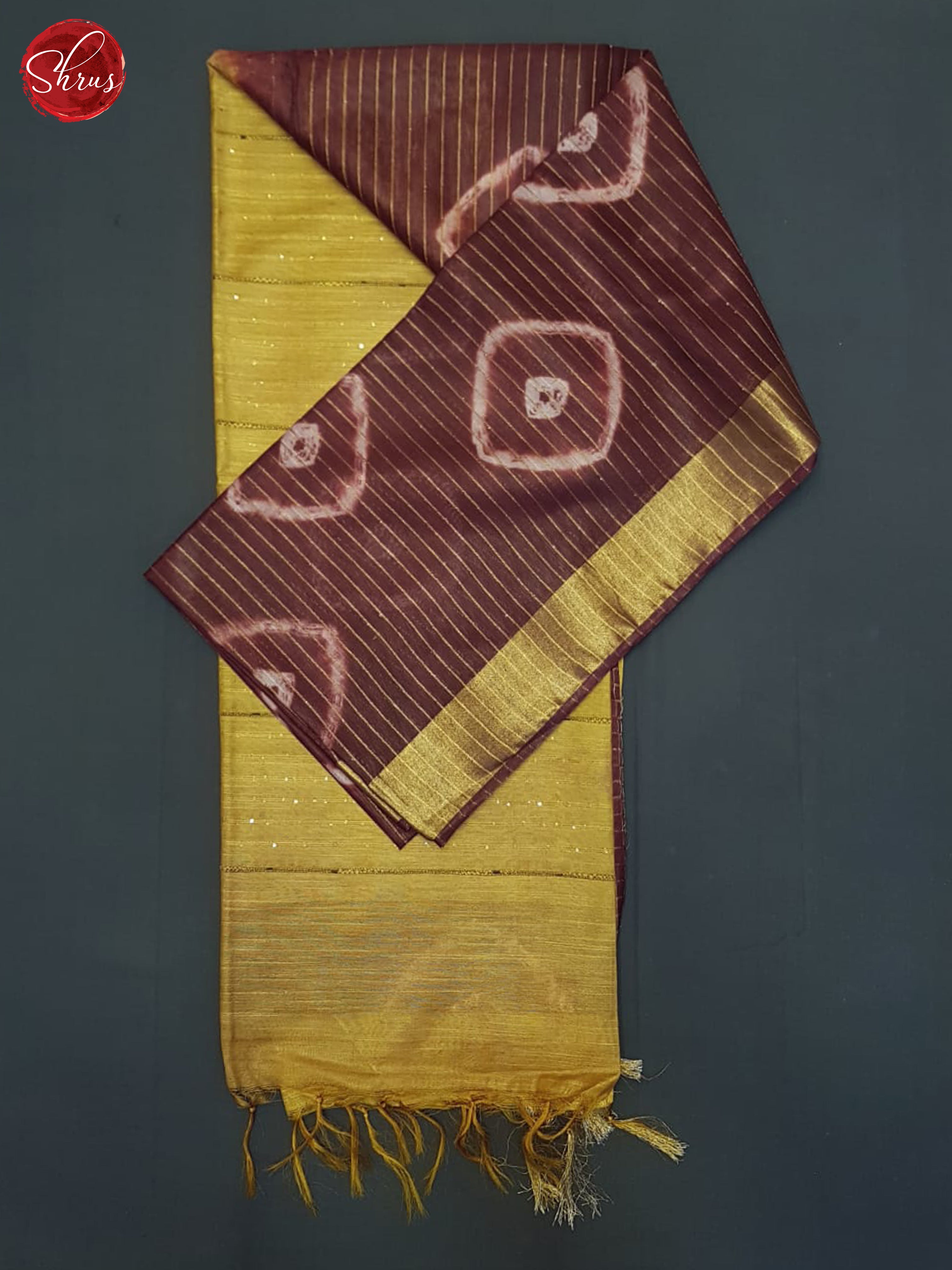 Maroon And Mustard- Shibori Saree - Shop on ShrusEternity.com