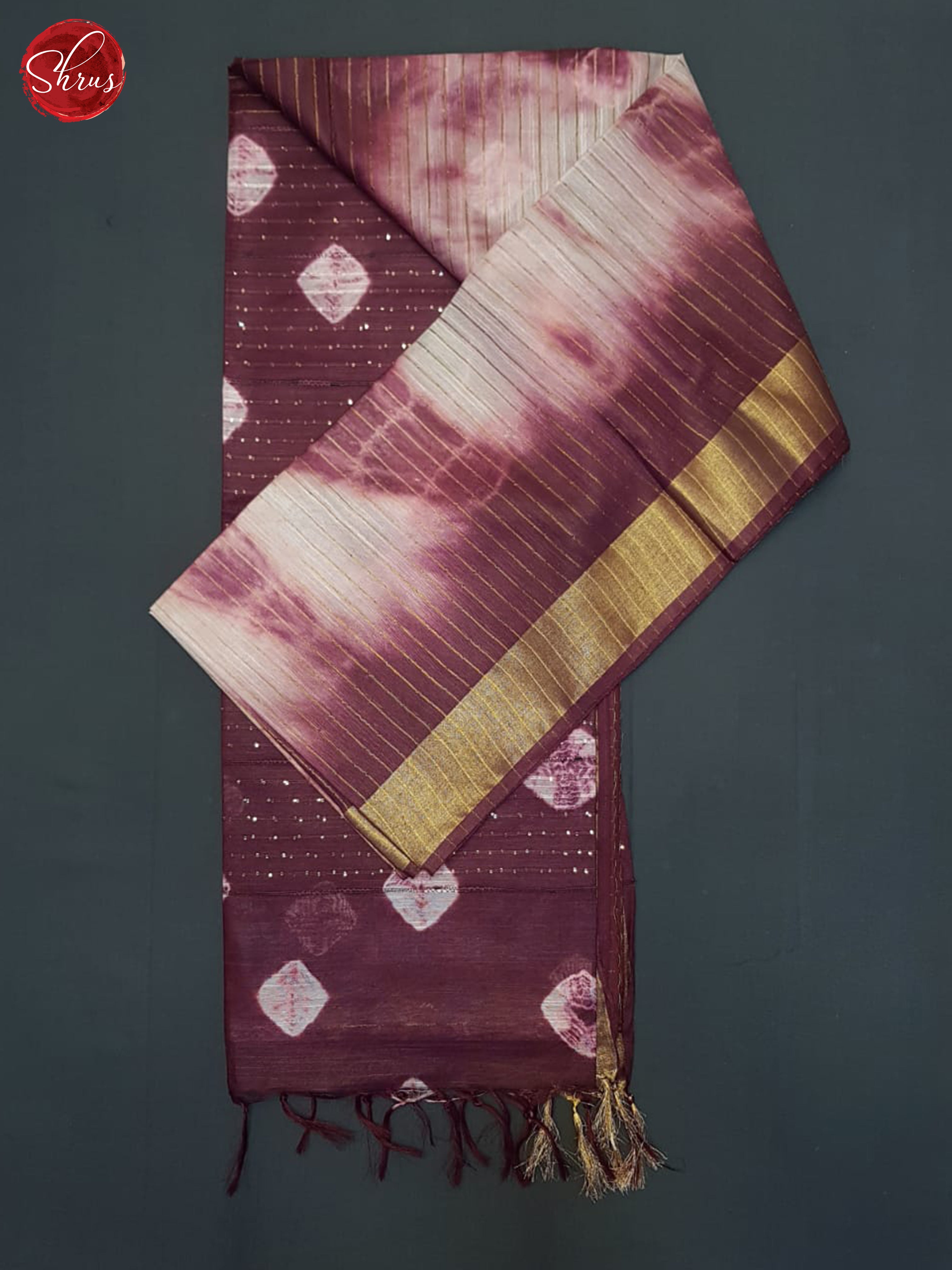 Cream & Wine- Shibori Saree - Shop on ShrusEternity.com