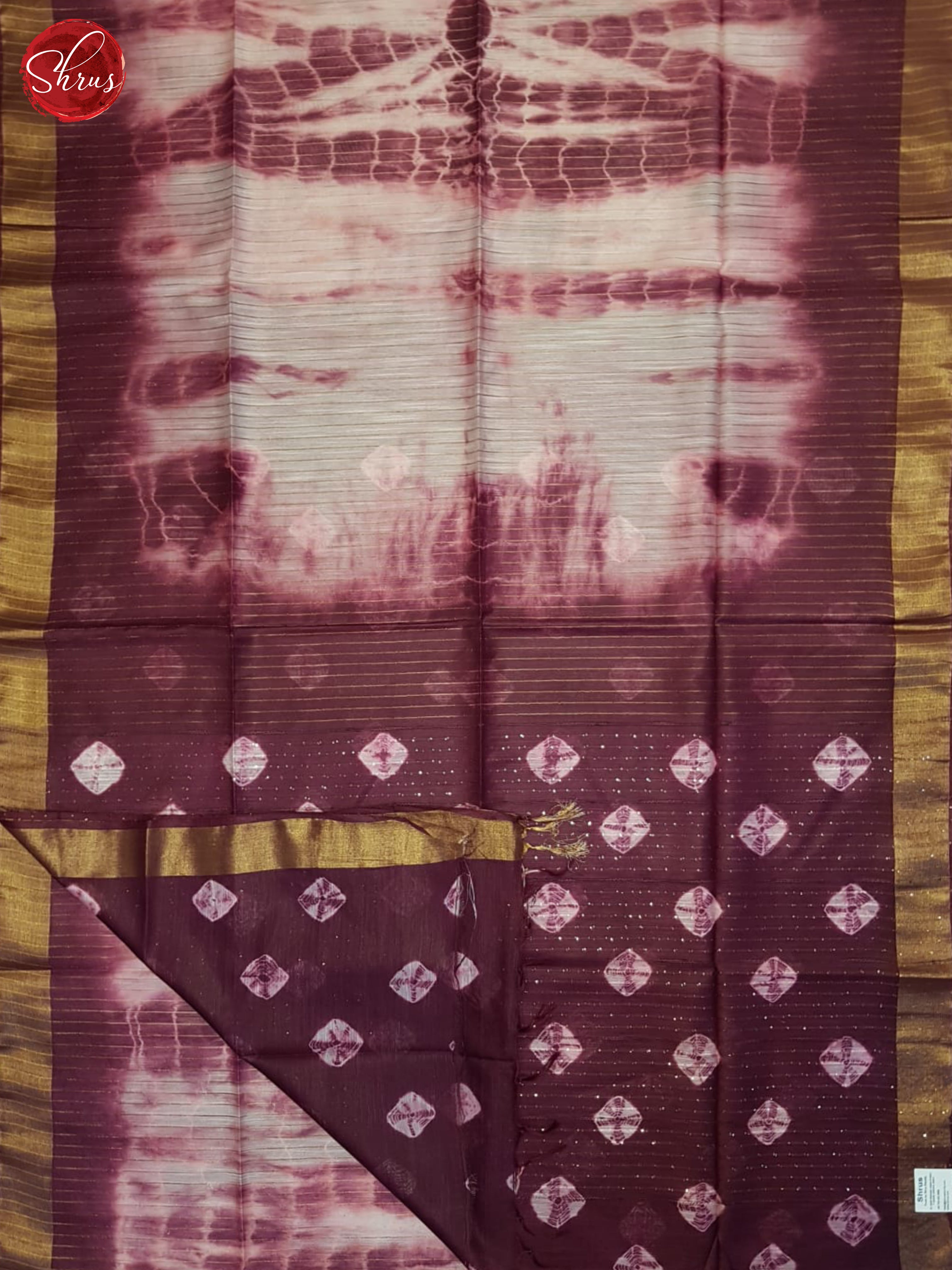 Cream & Wine- Shibori Saree - Shop on ShrusEternity.com