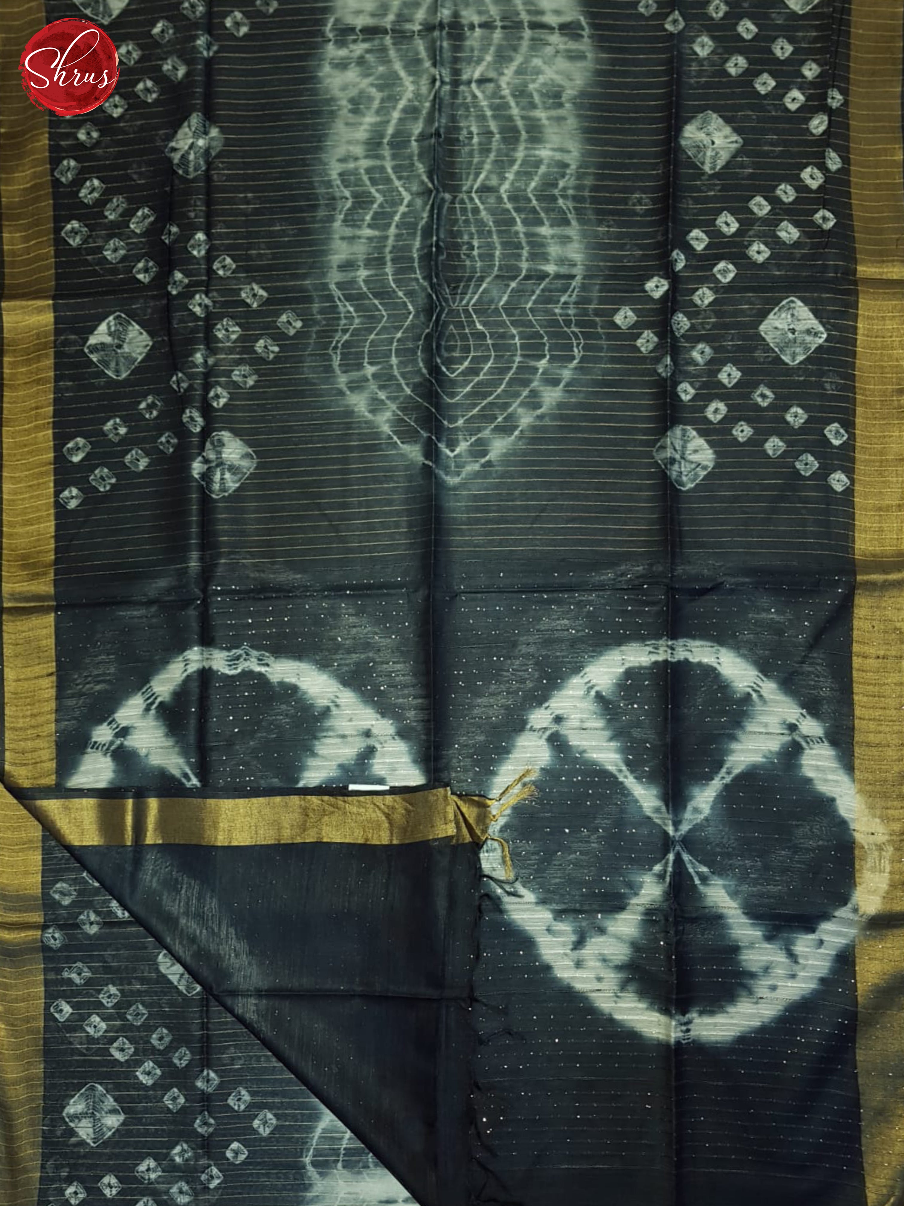 Cream & Bluish Grey- Shibori Saree - Shop on ShrusEternity.com