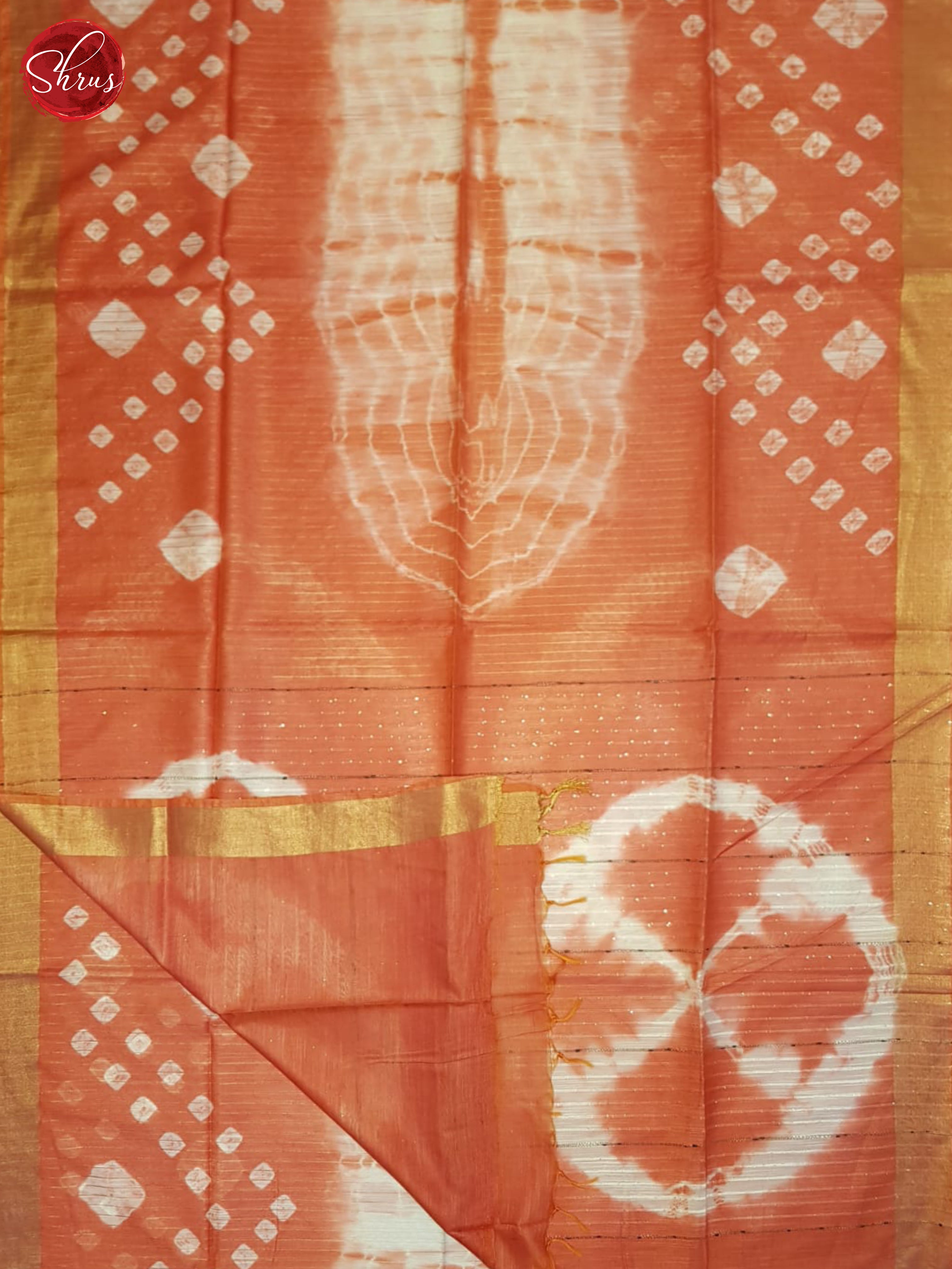 Orange & Cream - Shibori Saree - Shop on ShrusEternity.com