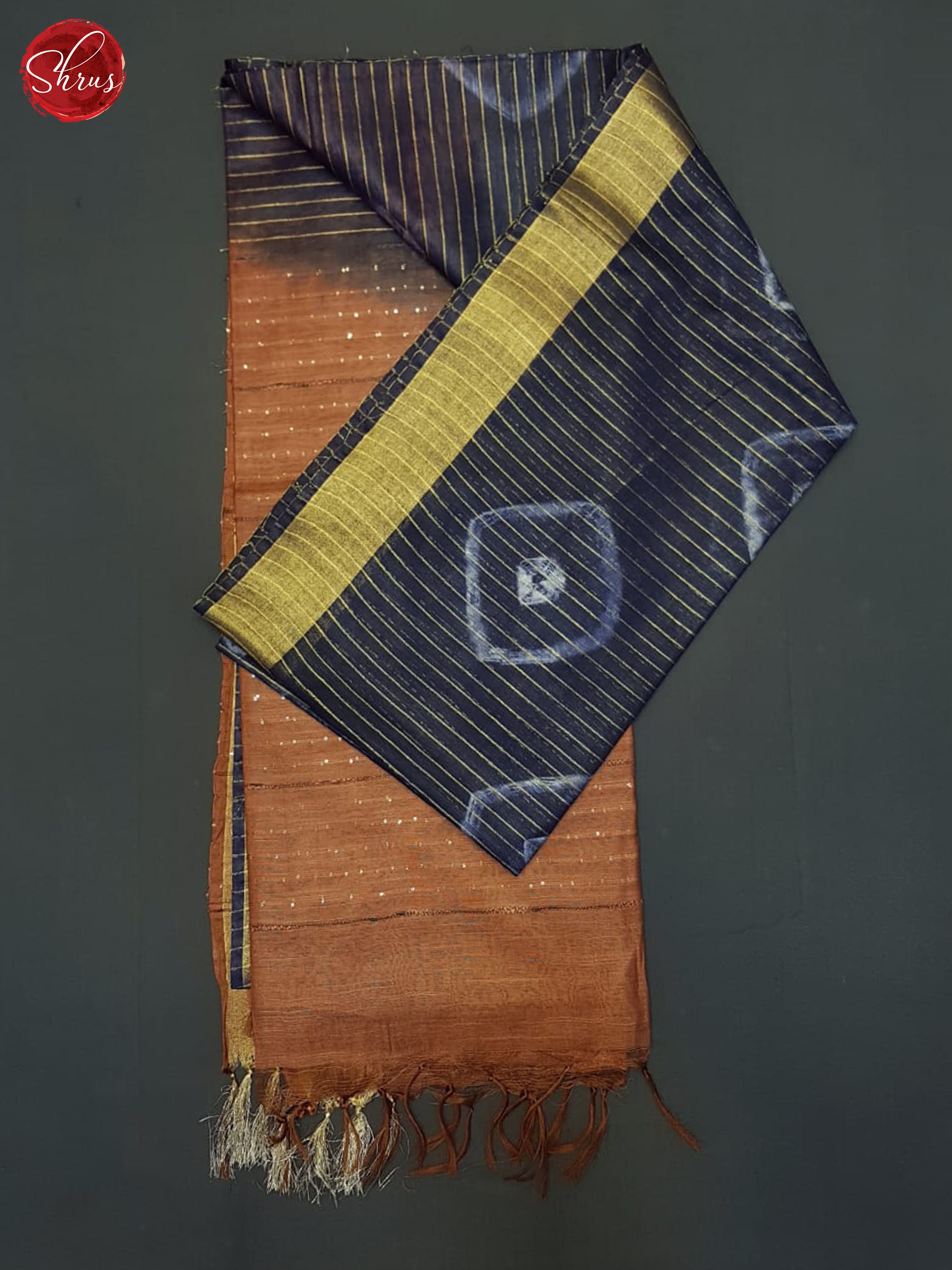 Blue And Brown- Shibori Saree - Shop on ShrusEternity.com