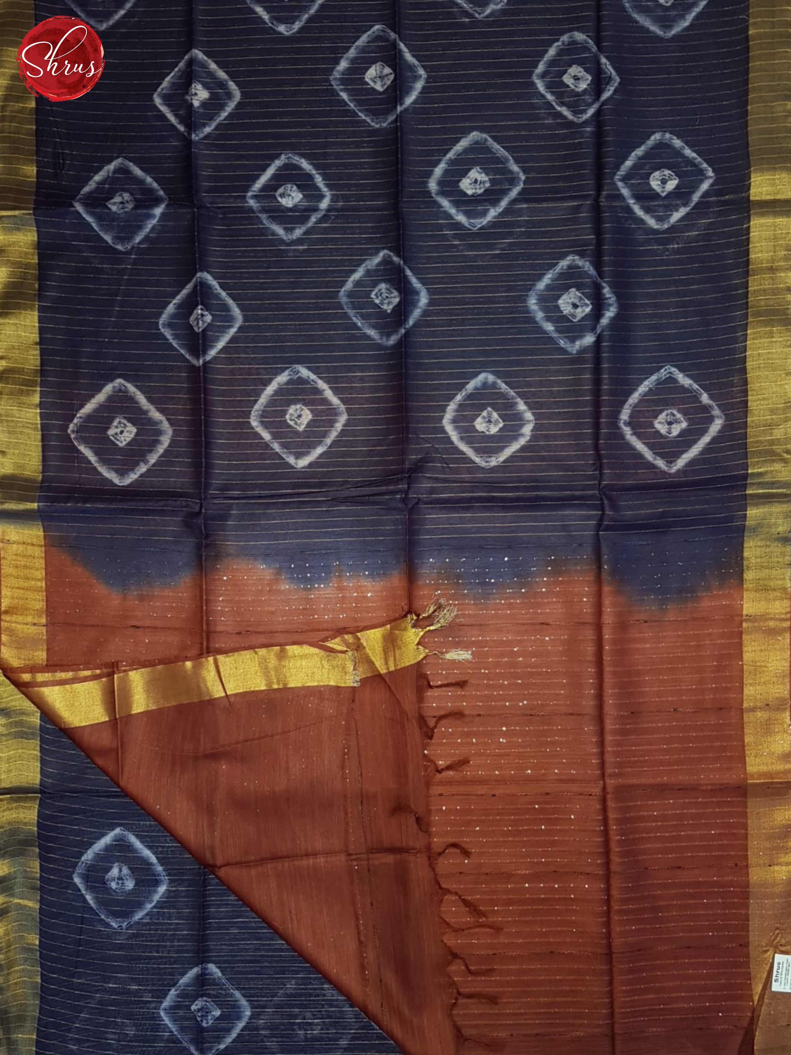 Blue And Brown- Shibori Saree - Shop on ShrusEternity.com