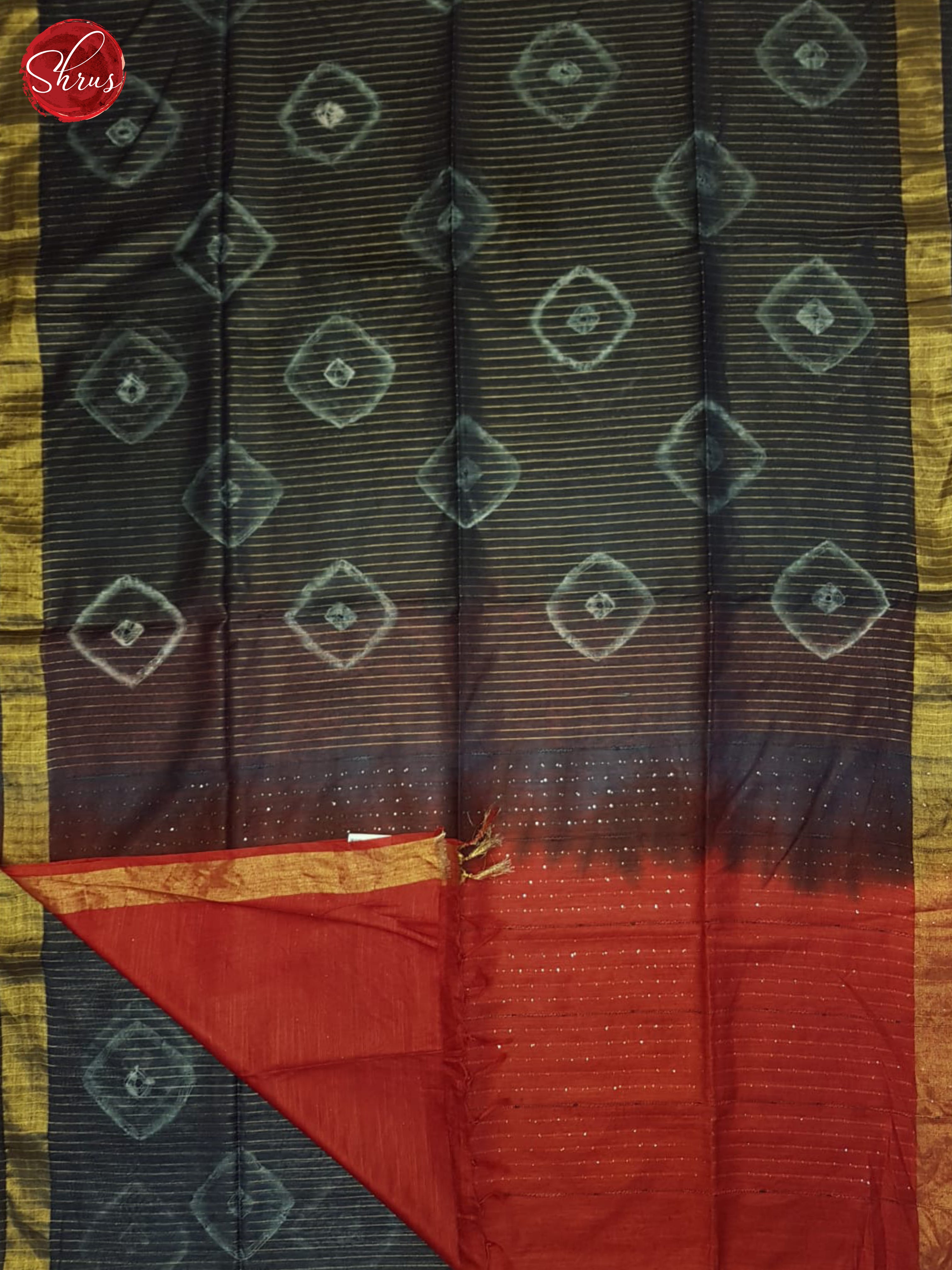 Grey And Red- Shibori Saree - Shop on ShrusEternity.com