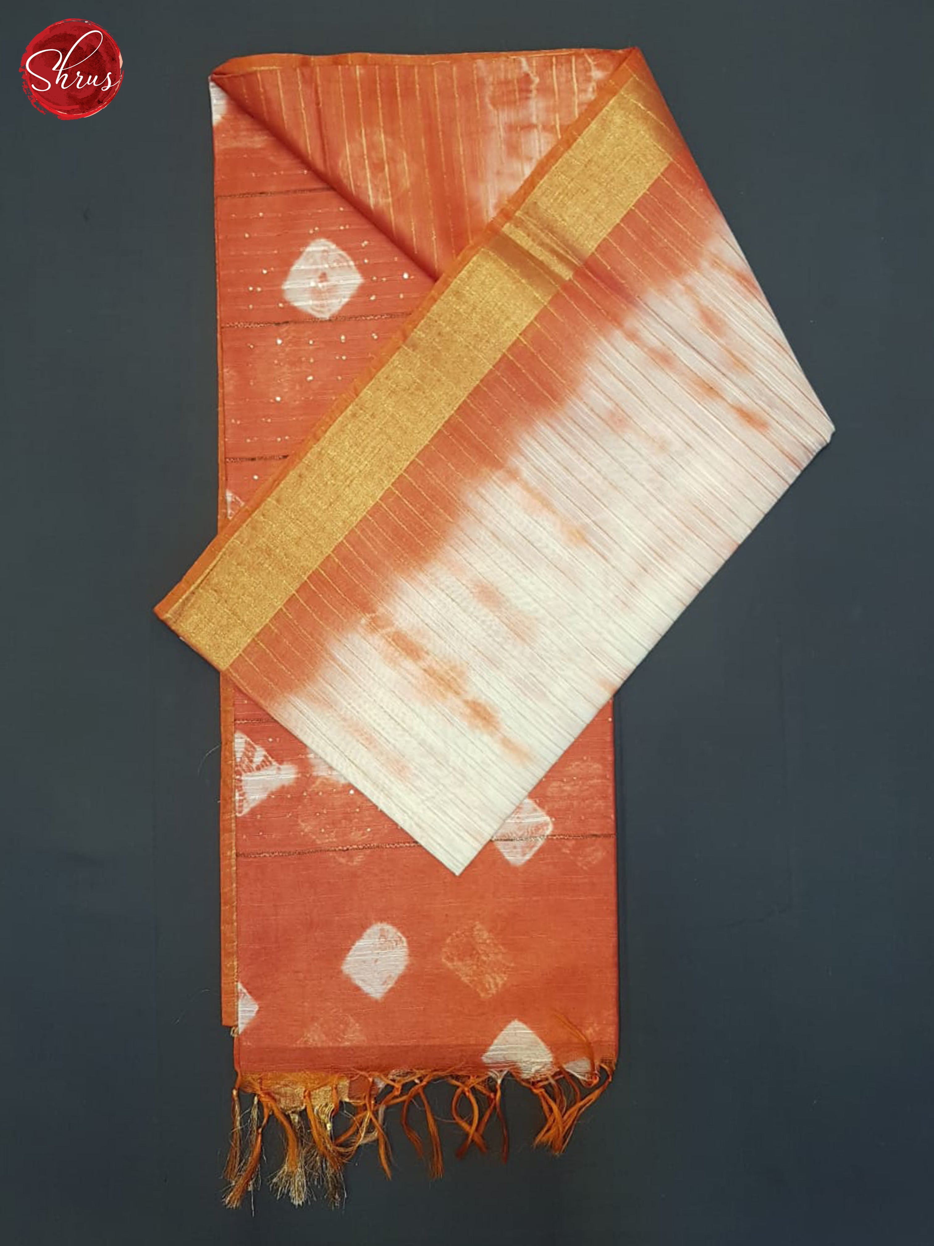Cream And Orange- Shibori Saree - Shop on ShrusEternity.com