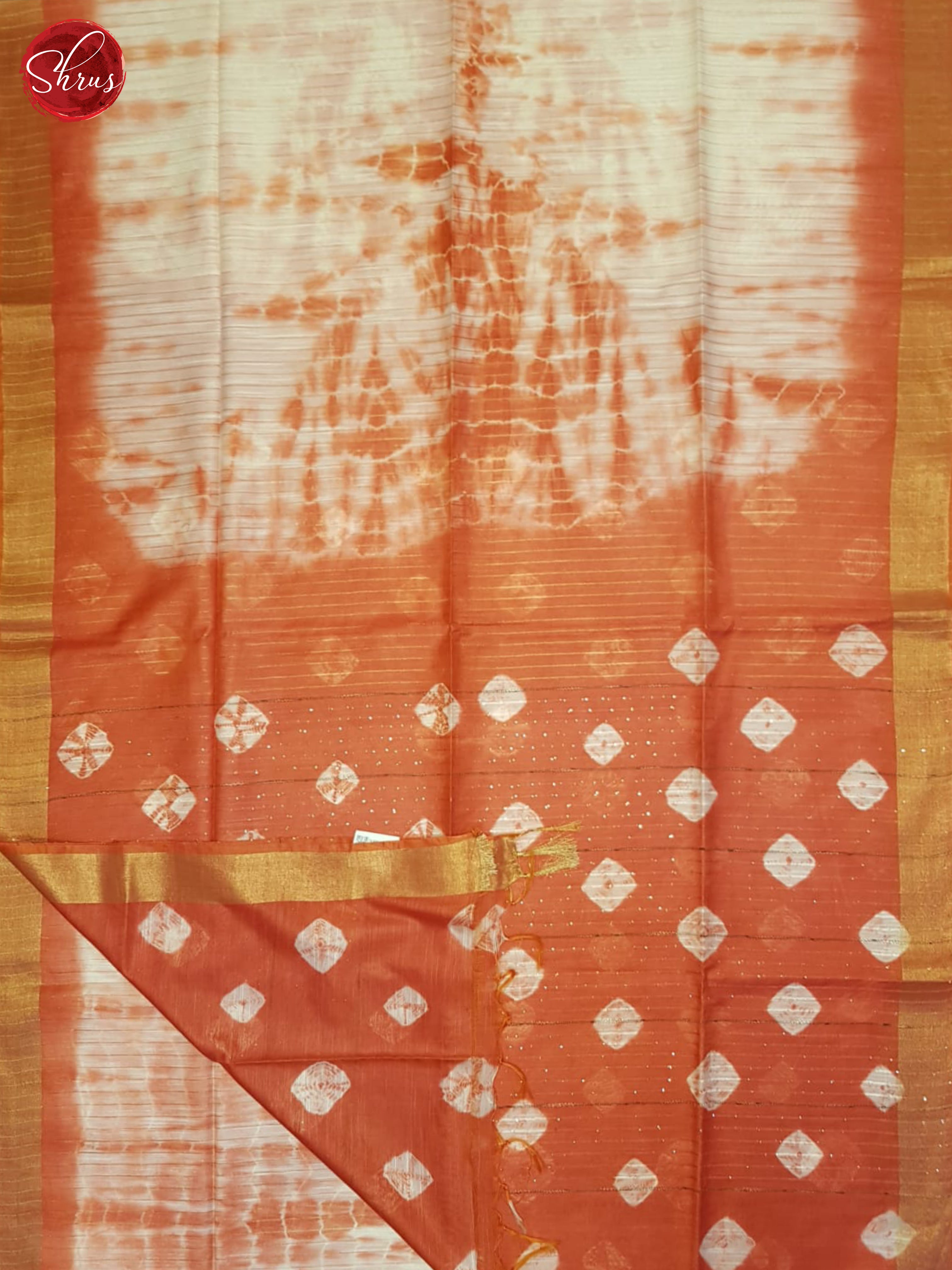 Cream And Orange- Shibori Saree - Shop on ShrusEternity.com