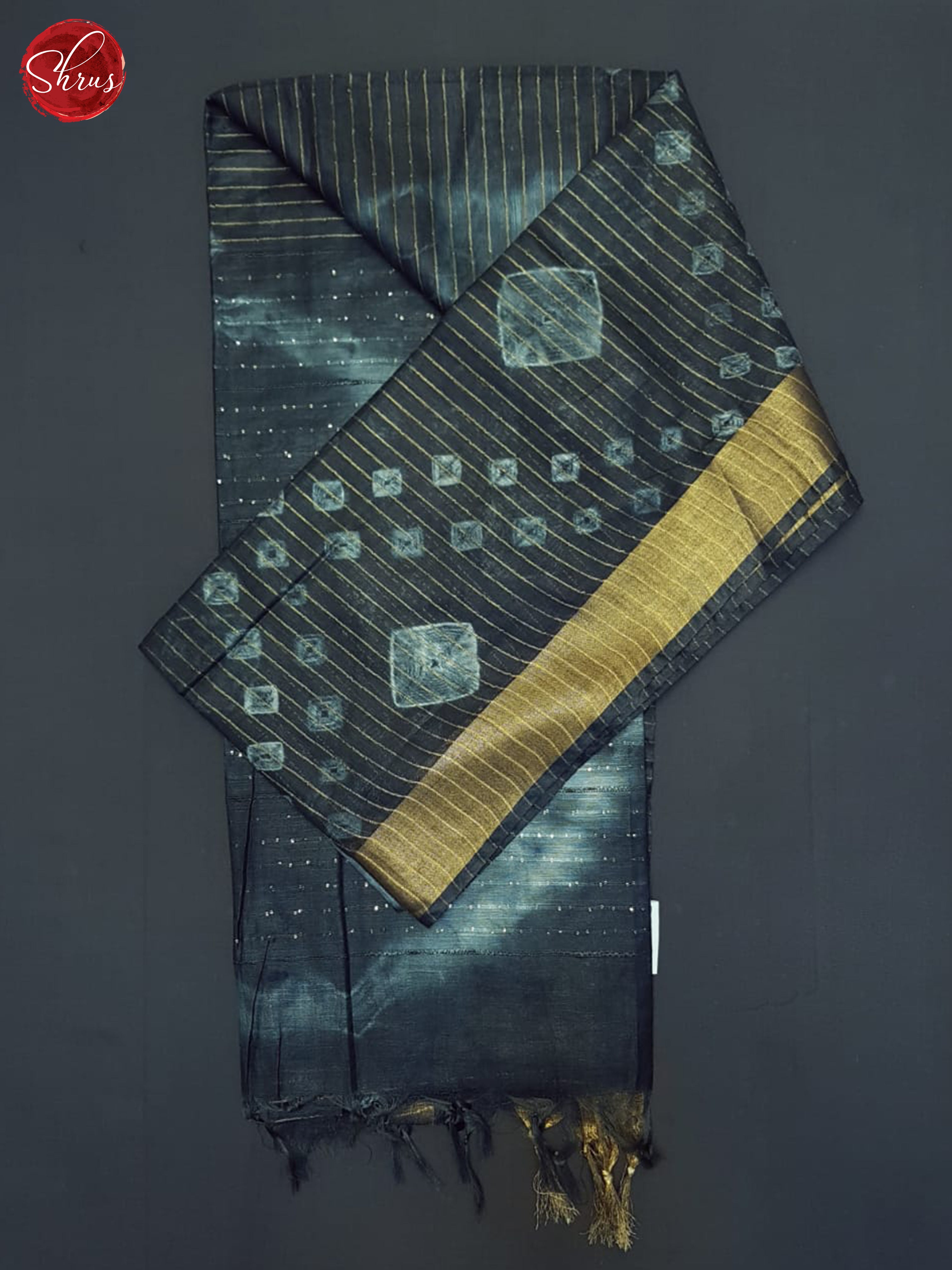 Bluish Grey & Cream -Shibori Saree - Shop on ShrusEternity.com