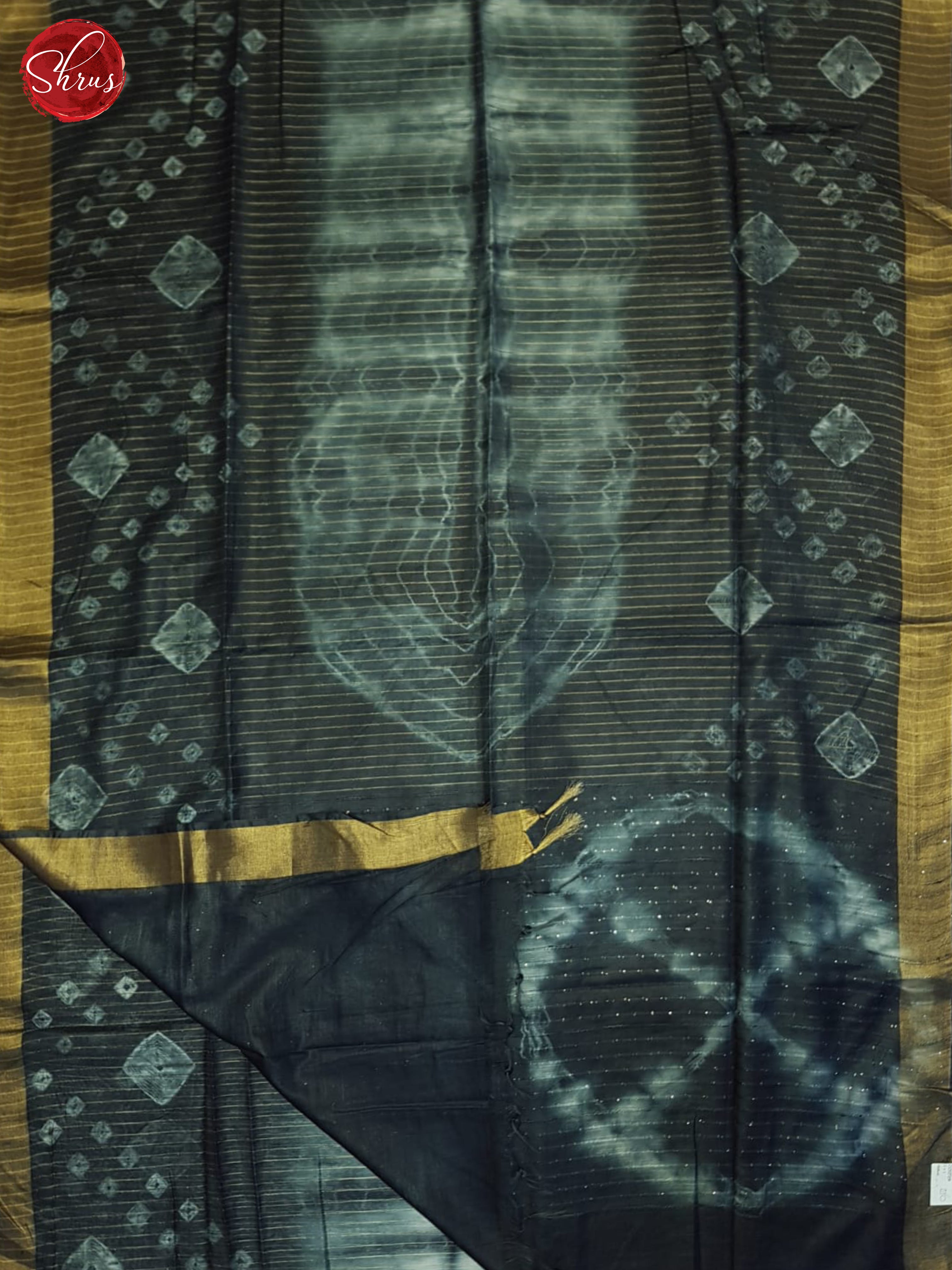 Bluish Grey & Cream -Shibori Saree - Shop on ShrusEternity.com