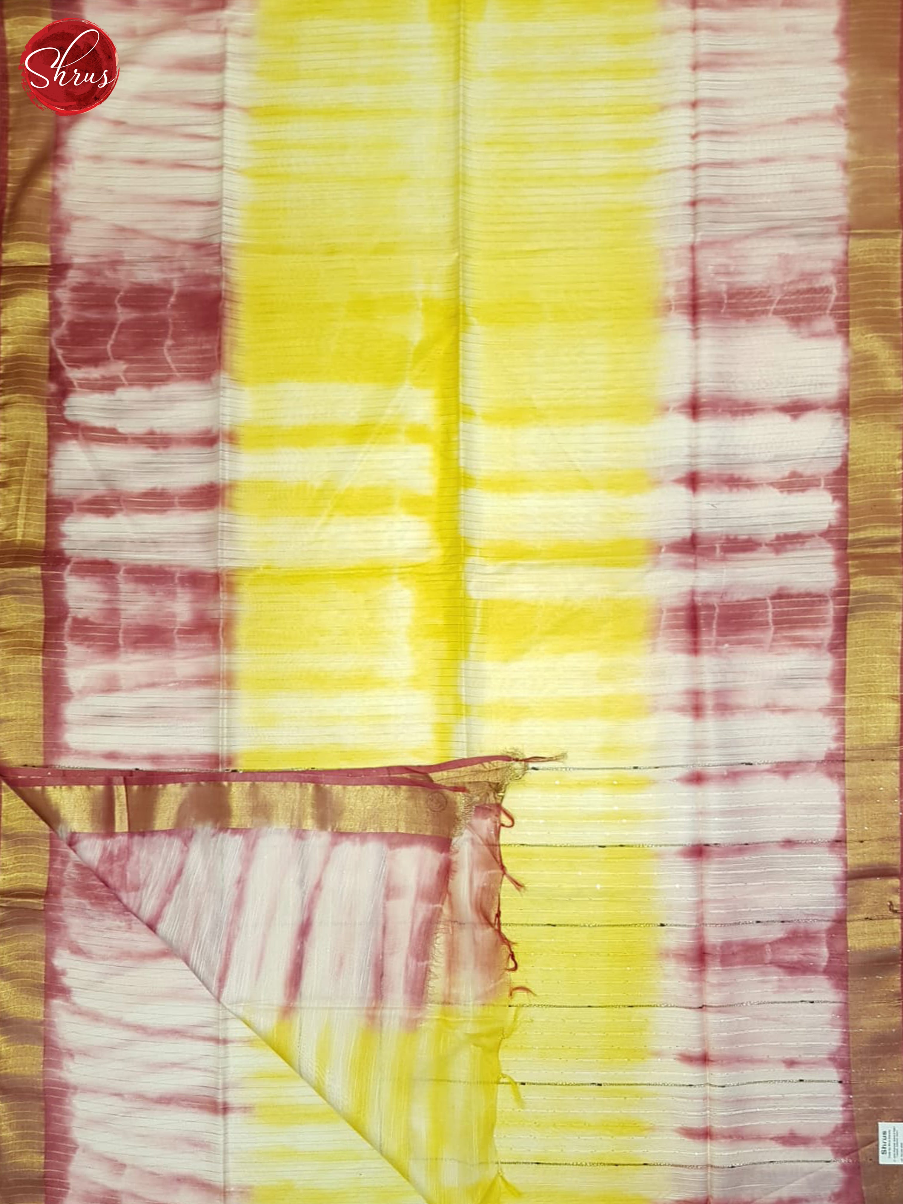 Yellow And Maroon- Shibori Saree - Shop on ShrusEternity.com