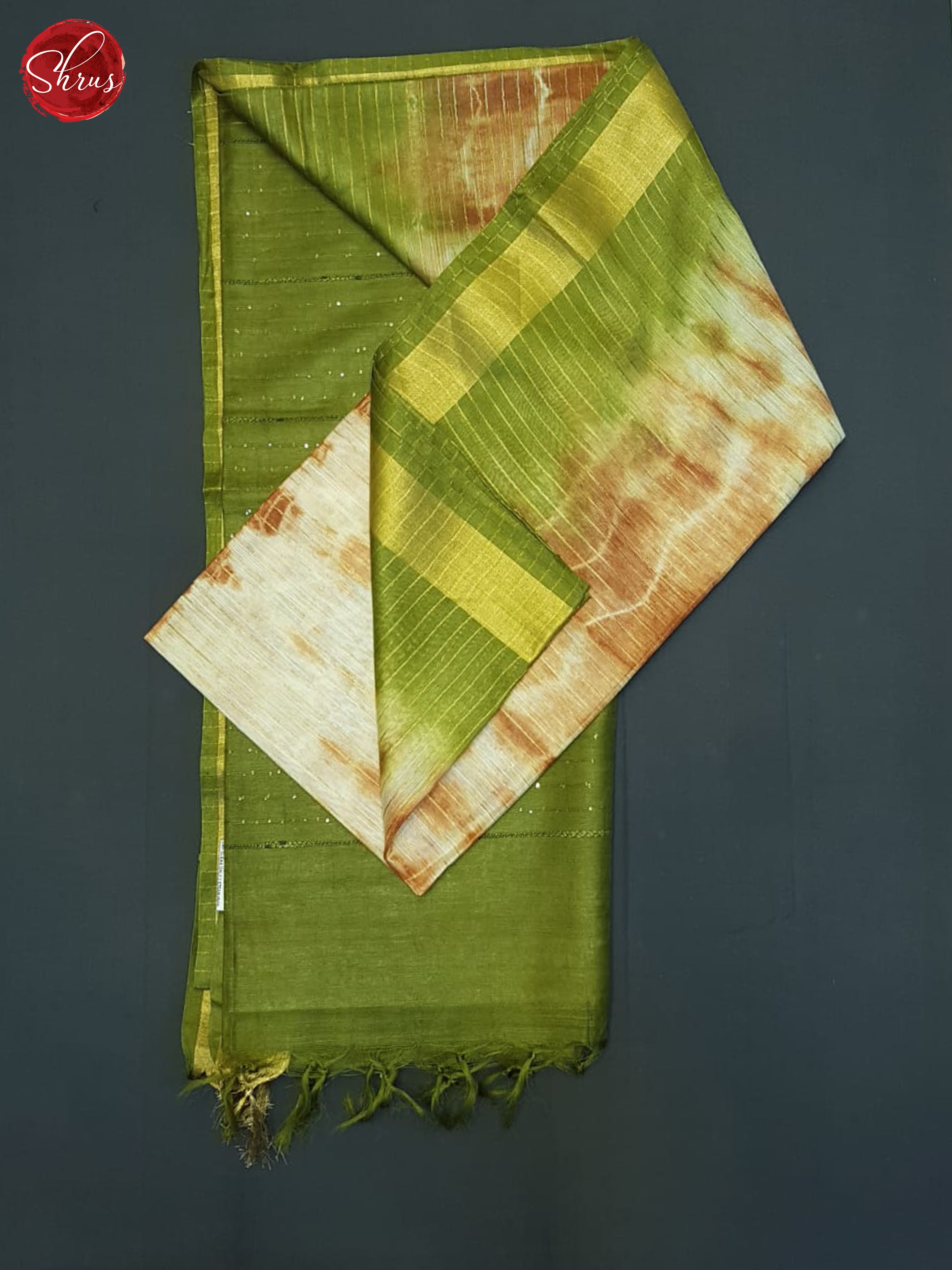 Cream And Green - Shibori Saree - Shop on ShrusEternity.com