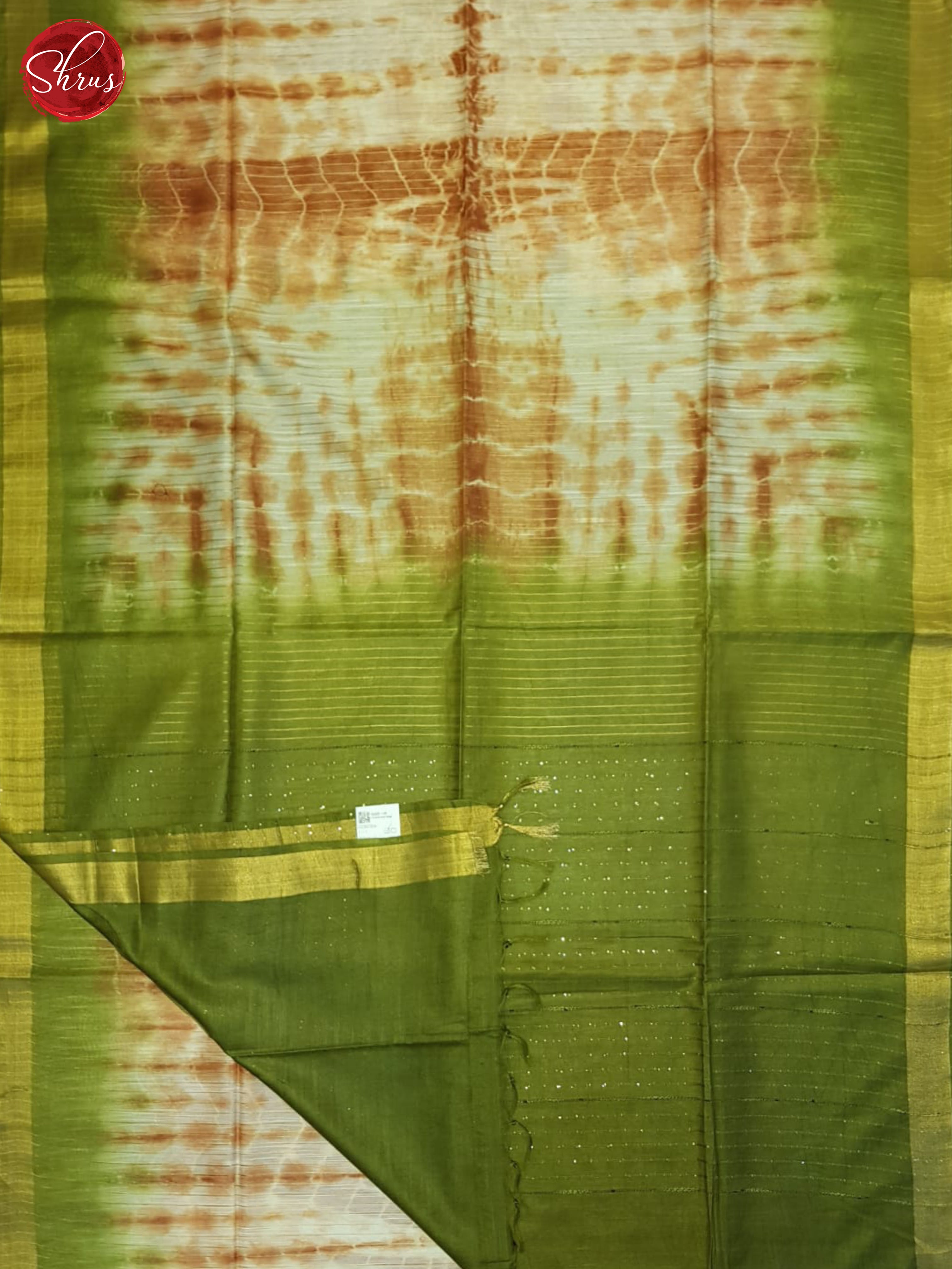 Cream And Green - Shibori Saree - Shop on ShrusEternity.com