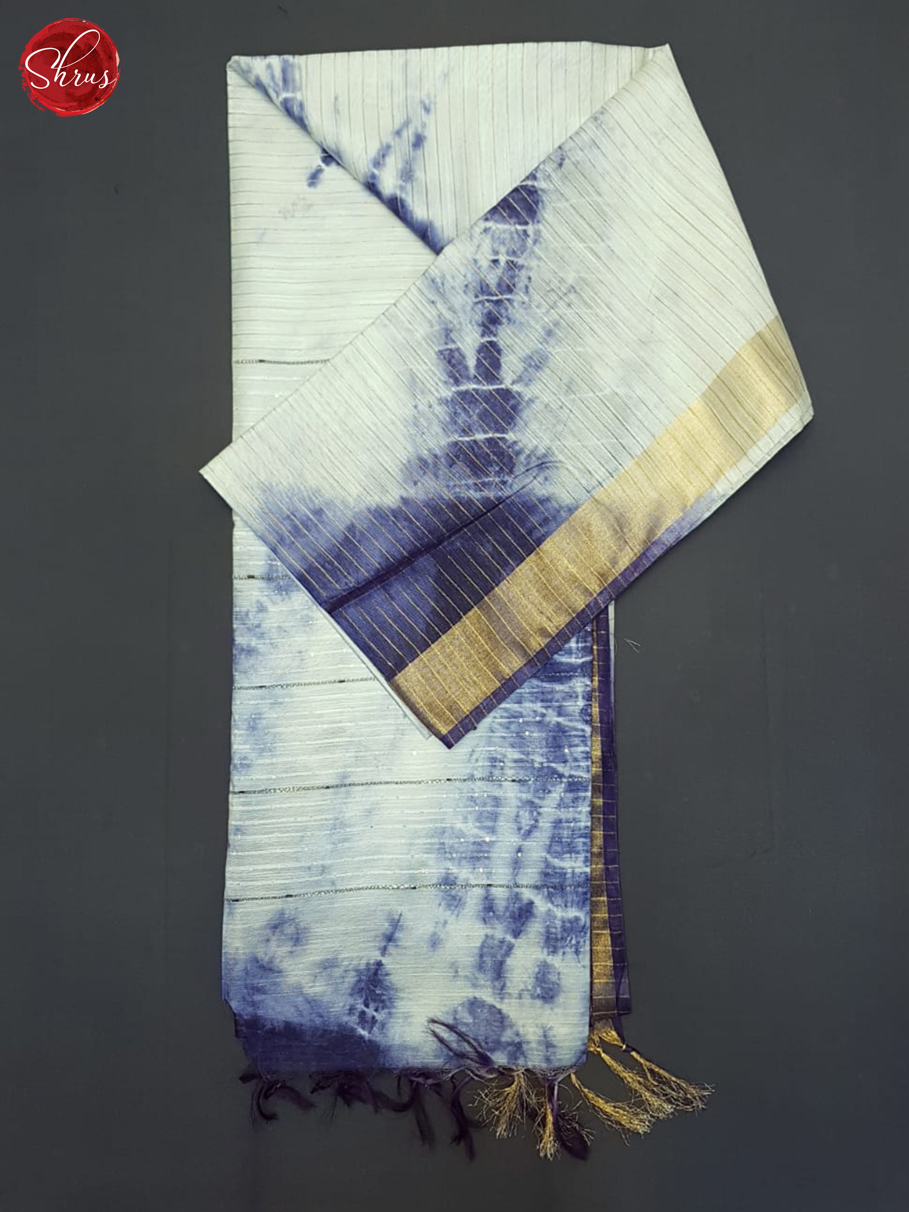 Cream And Blue- Shibori Saree - Shop on ShrusEternity.com