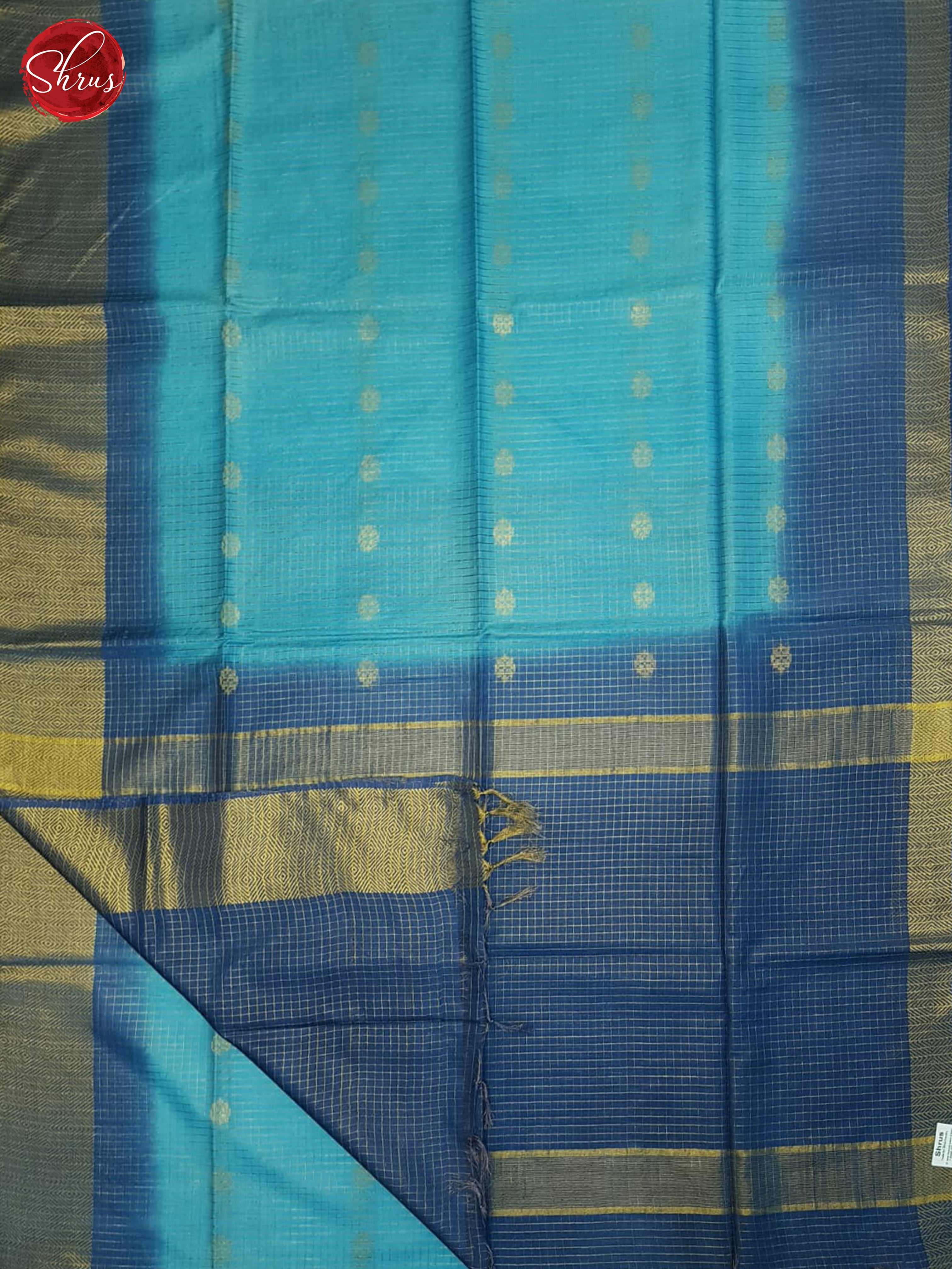 Sky Blue & Blue- Semi Tussar Saree - Shop on ShrusEternity.com