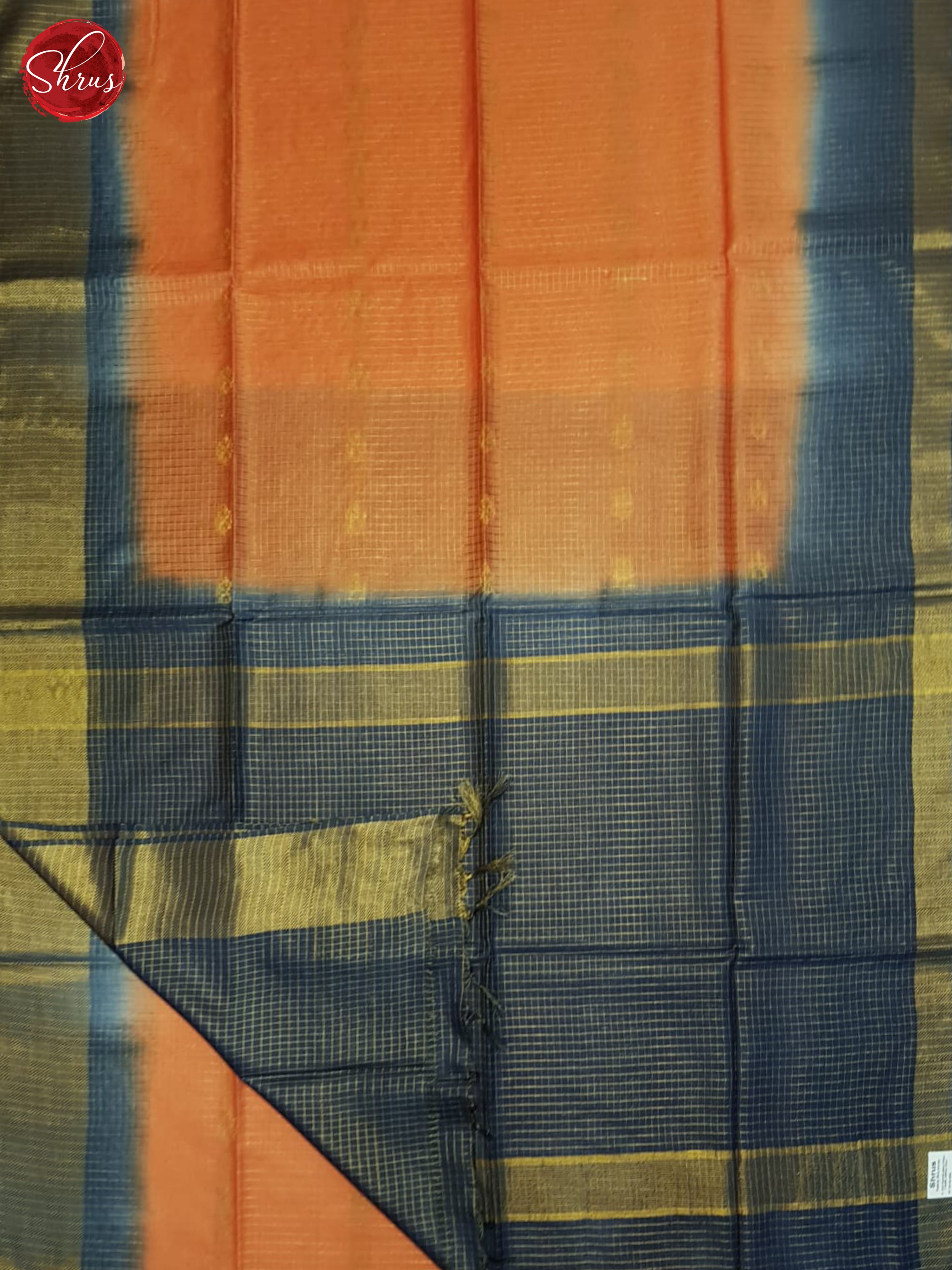 Orange And Blue -Semi Tussar Sraee - Shop on ShrusEternity.com