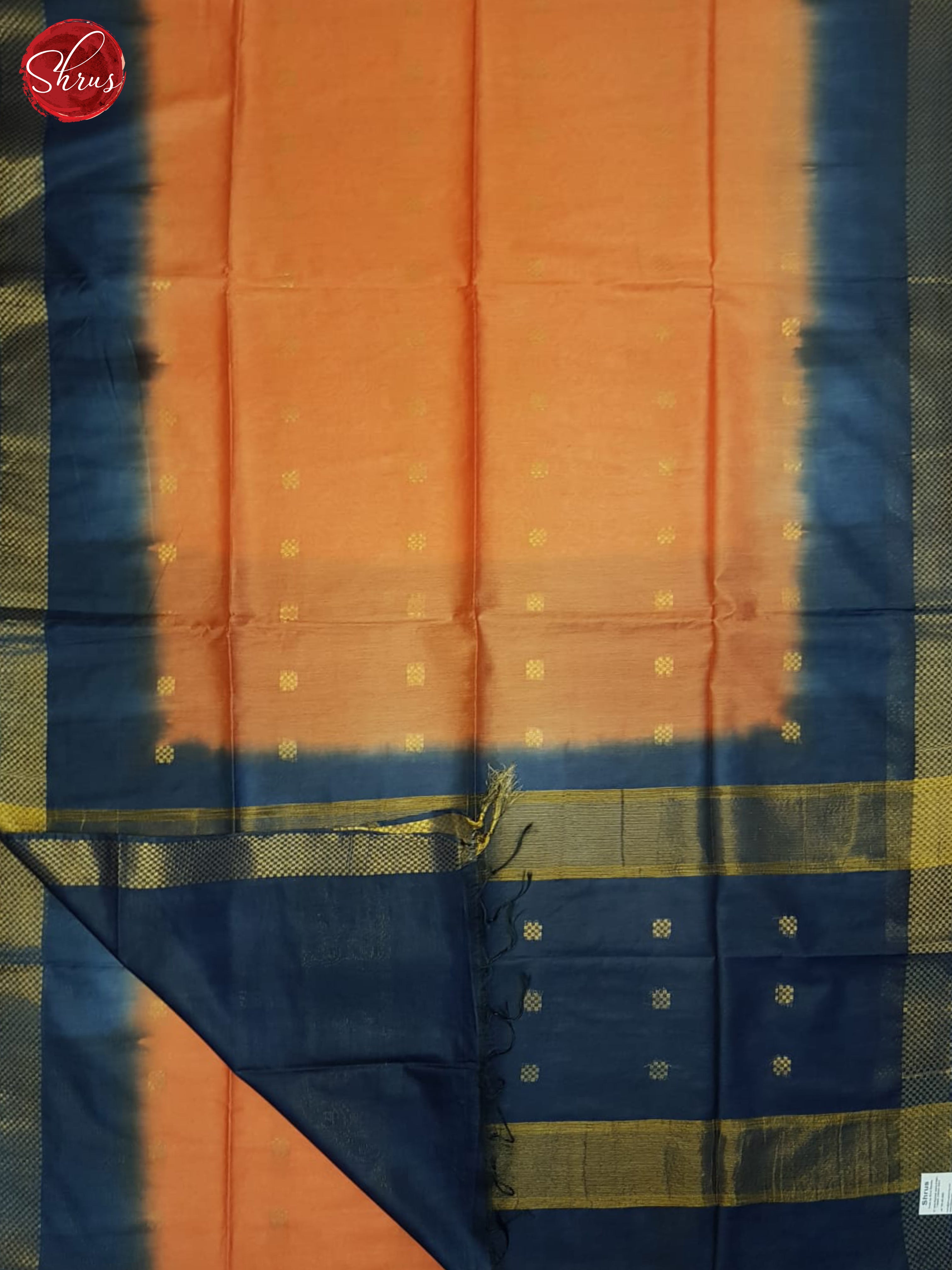 Orange And Blue- semi Tussar Saree - Shop on ShrusEternity.com