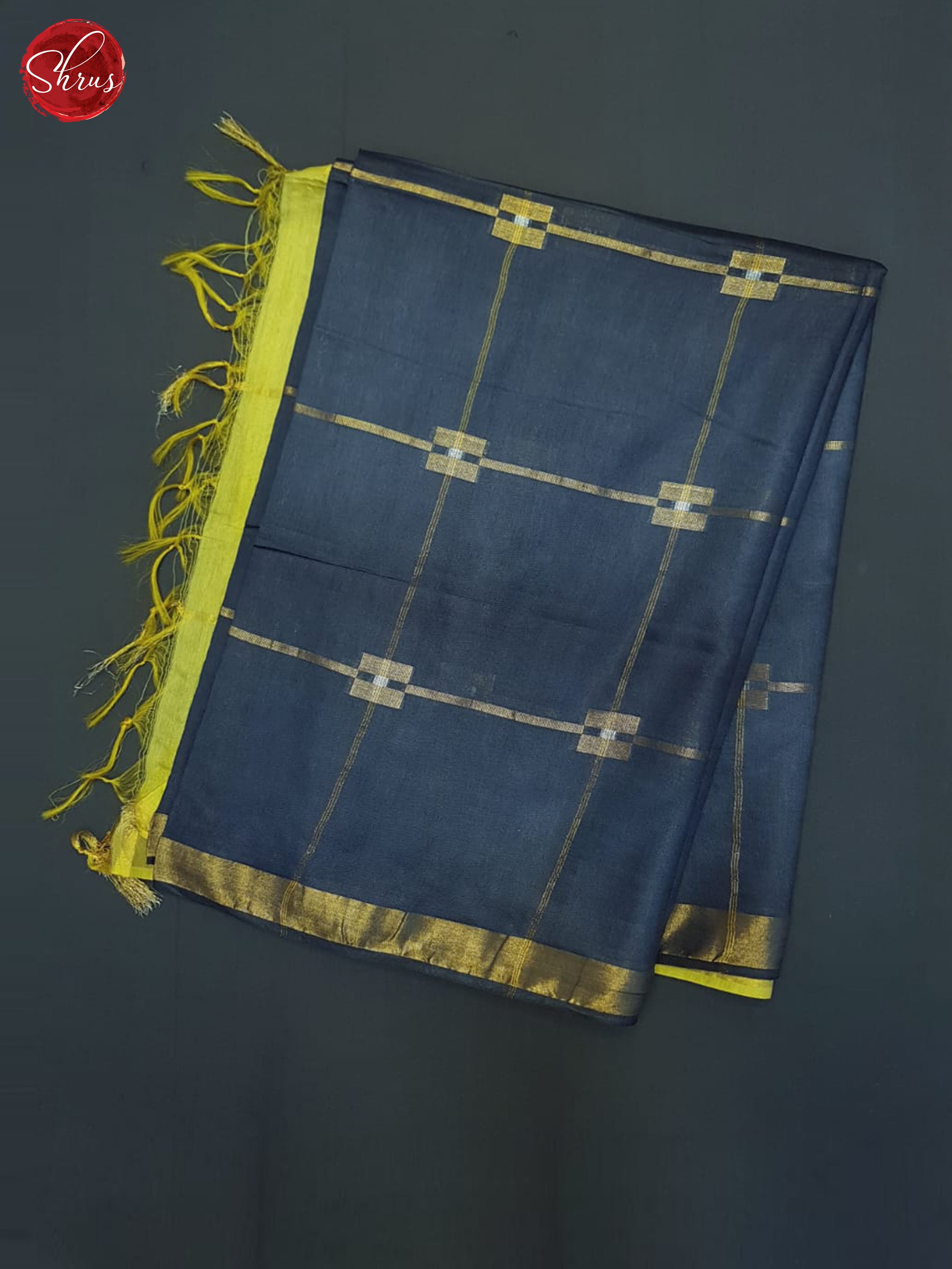 Blueish Grey And Lime Yellow- Semi Tussar Saree - Shop on ShrusEternity.com