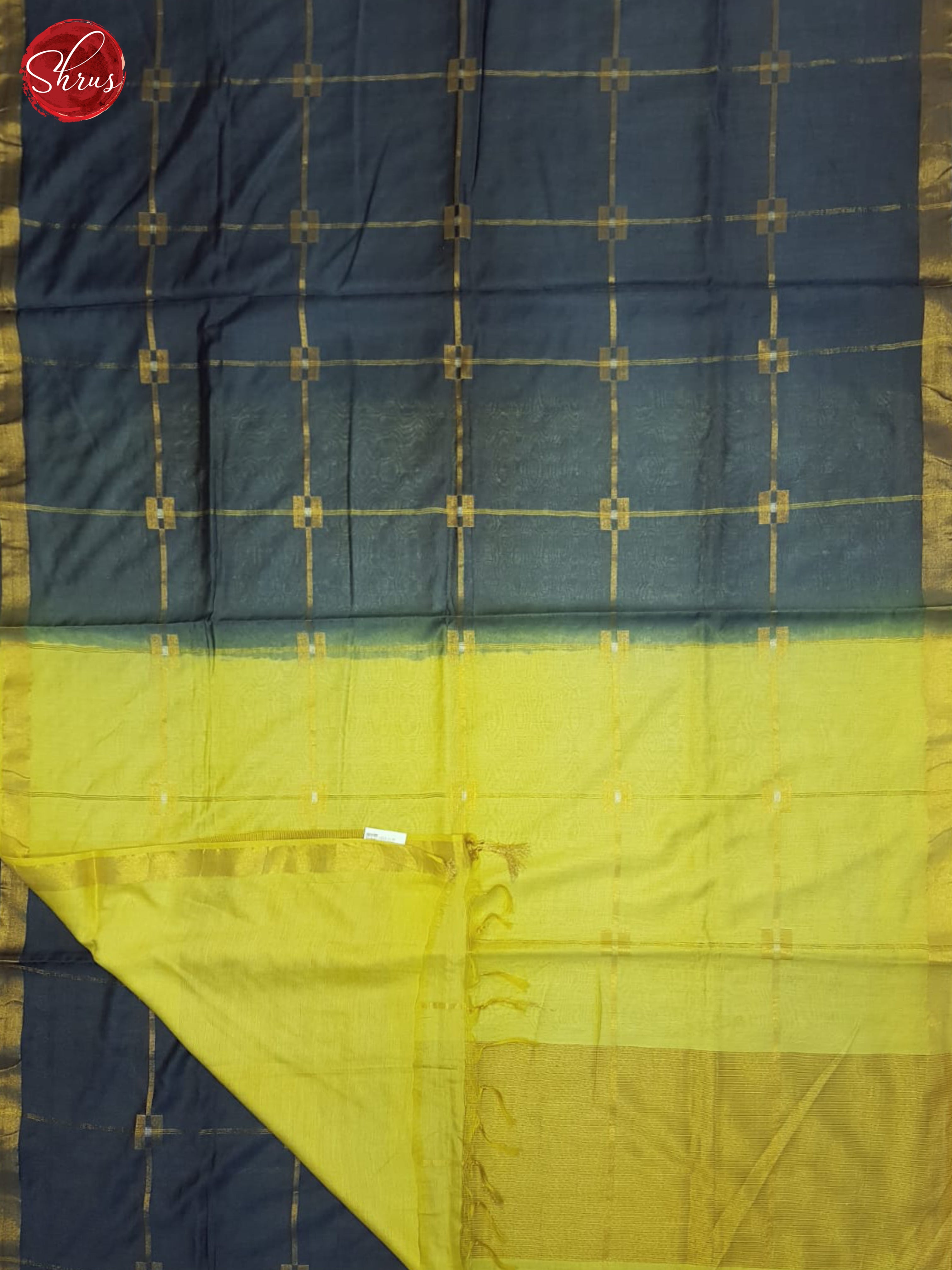 Blueish Grey And Lime Yellow- Semi Tussar Saree - Shop on ShrusEternity.com