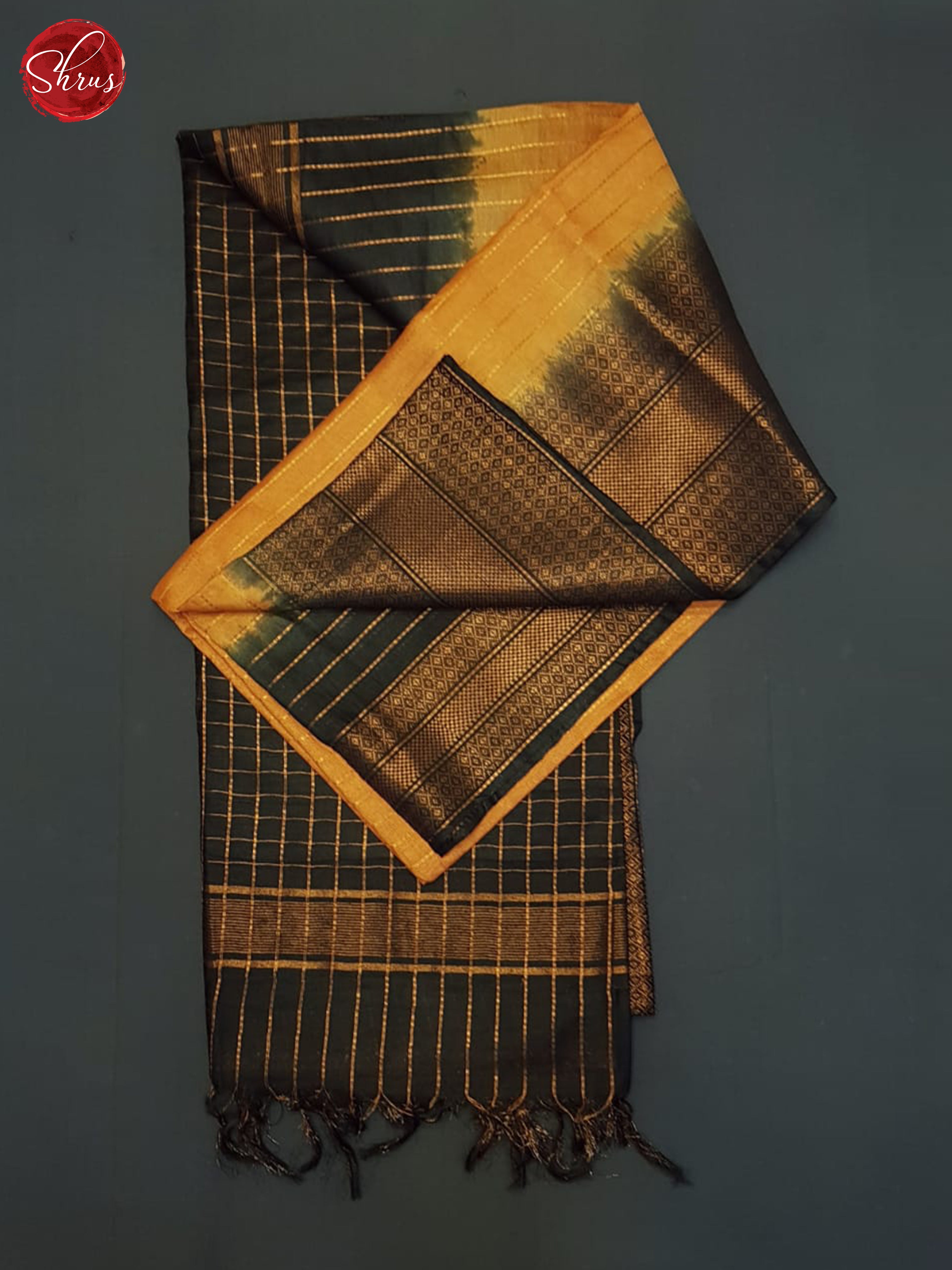 Orange And Black- Semi Tussar Saree - Shop on ShrusEternity.com