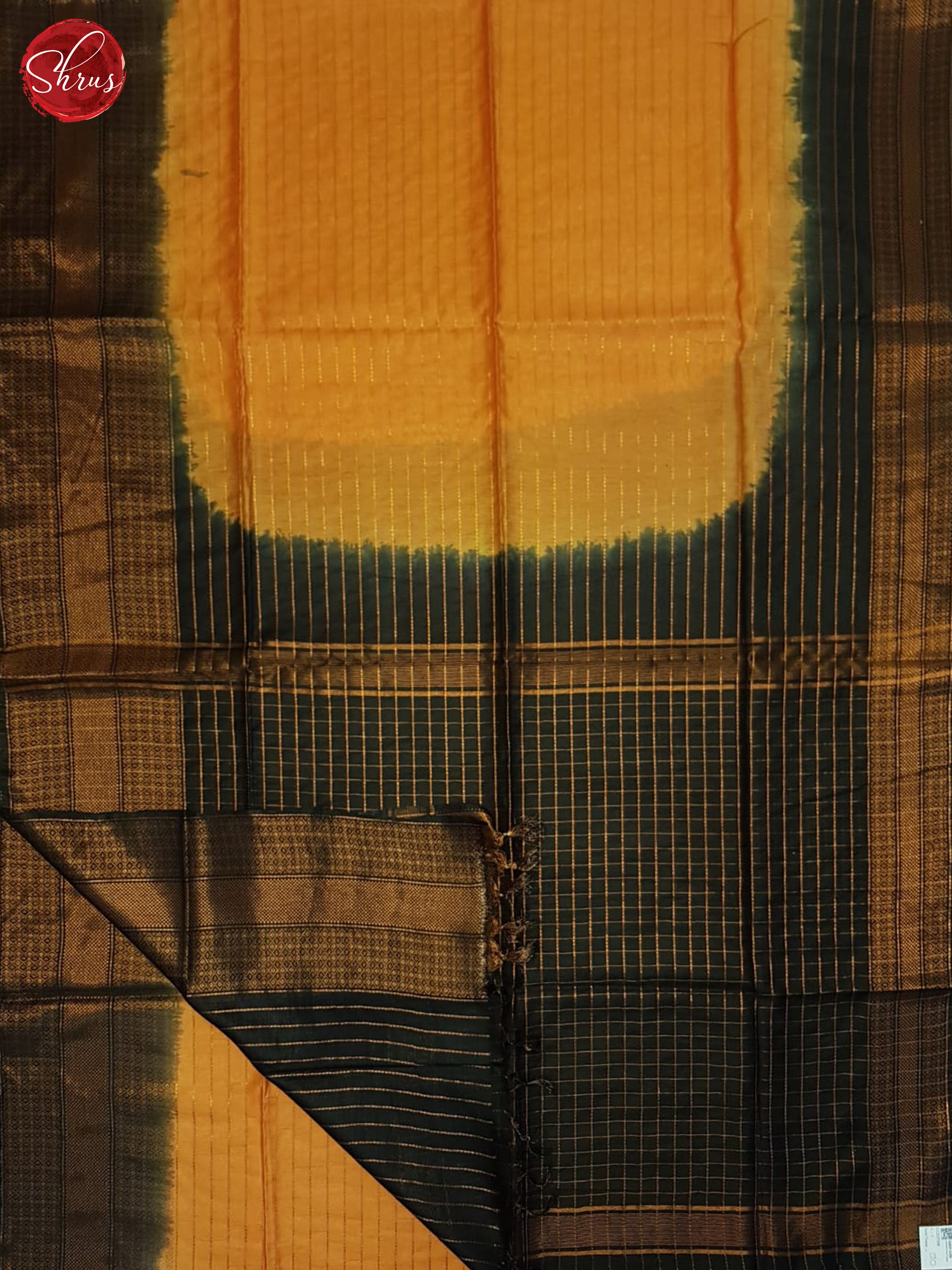 Orange And Black- Semi Tussar Saree - Shop on ShrusEternity.com