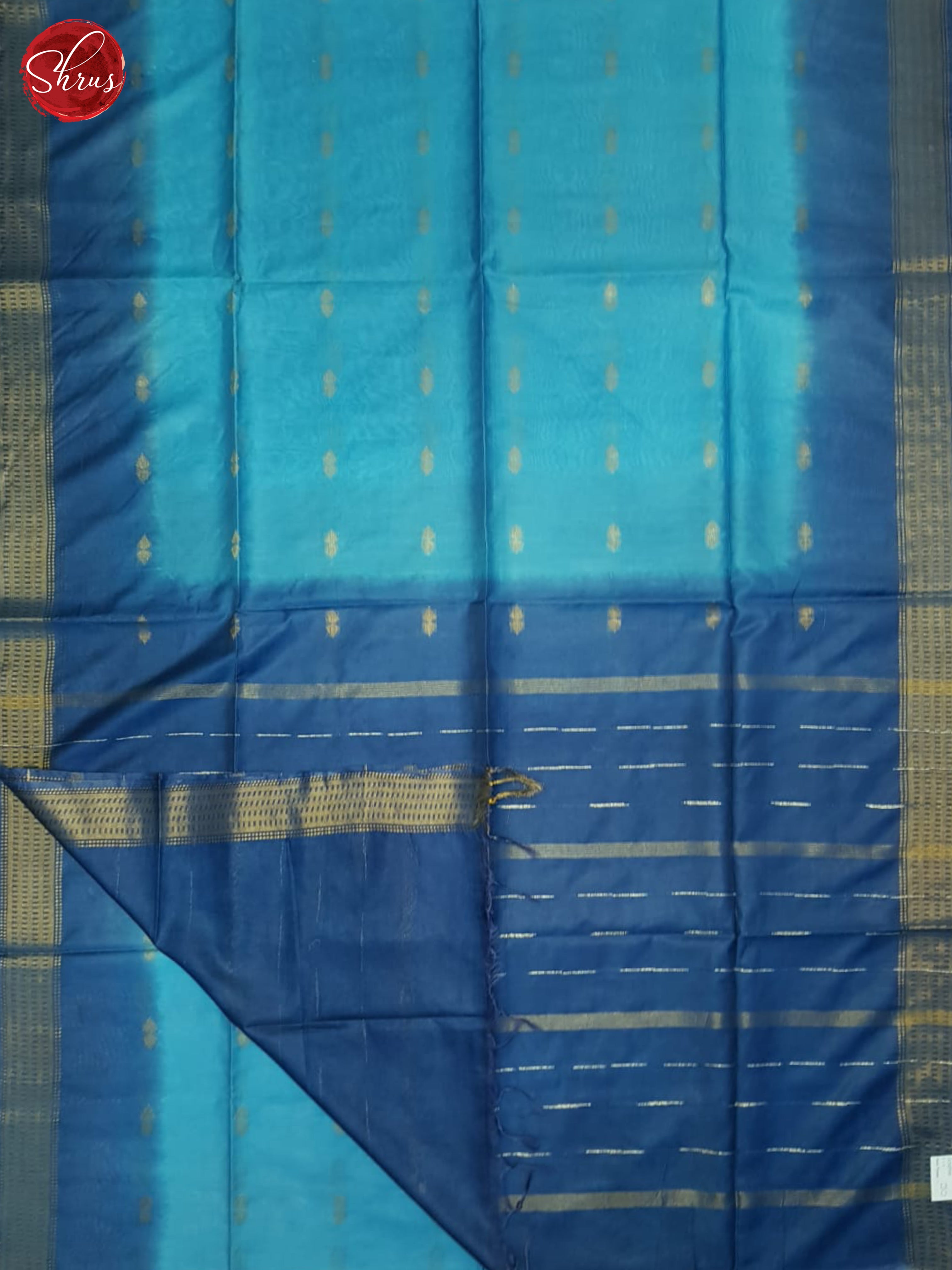 Light Blue & Dark Blue - Semi Tussar Saree - Shop on ShrusEternity.com