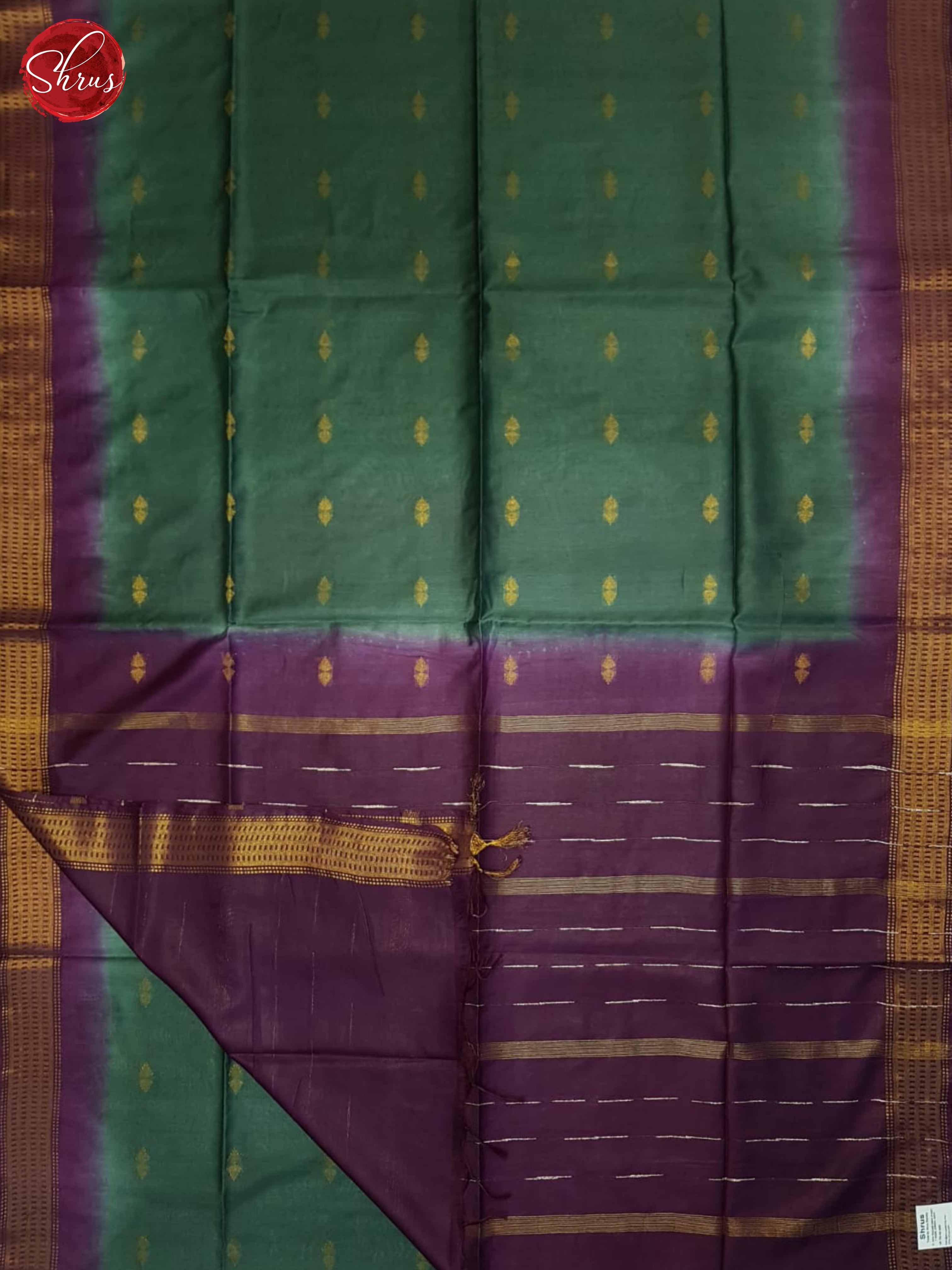 Green And Wine- Semi Tussar Saree - Shop on ShrusEternity.com