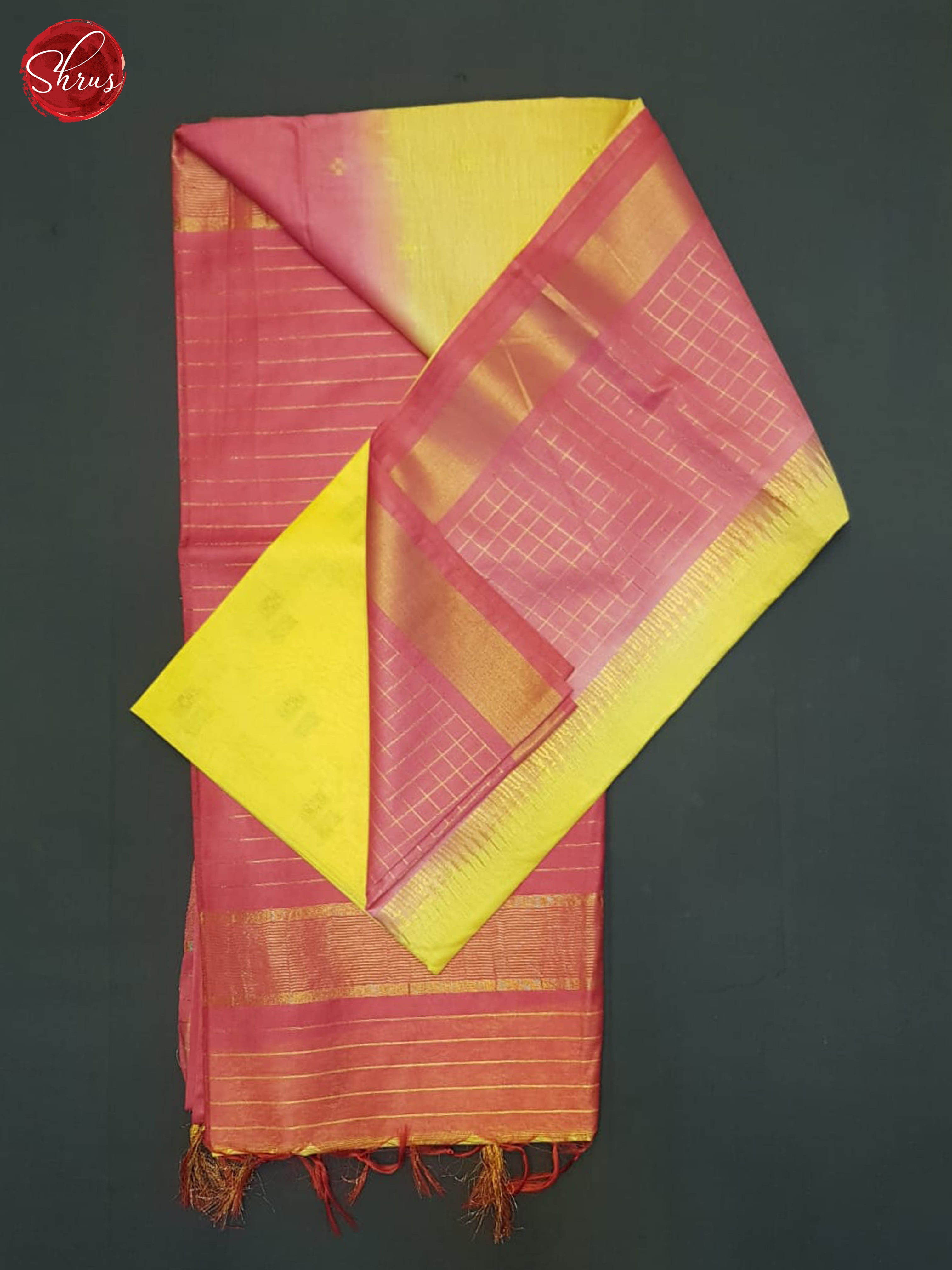 Yellow And Pink- Semi Tussar saree - Shop on ShrusEternity.com