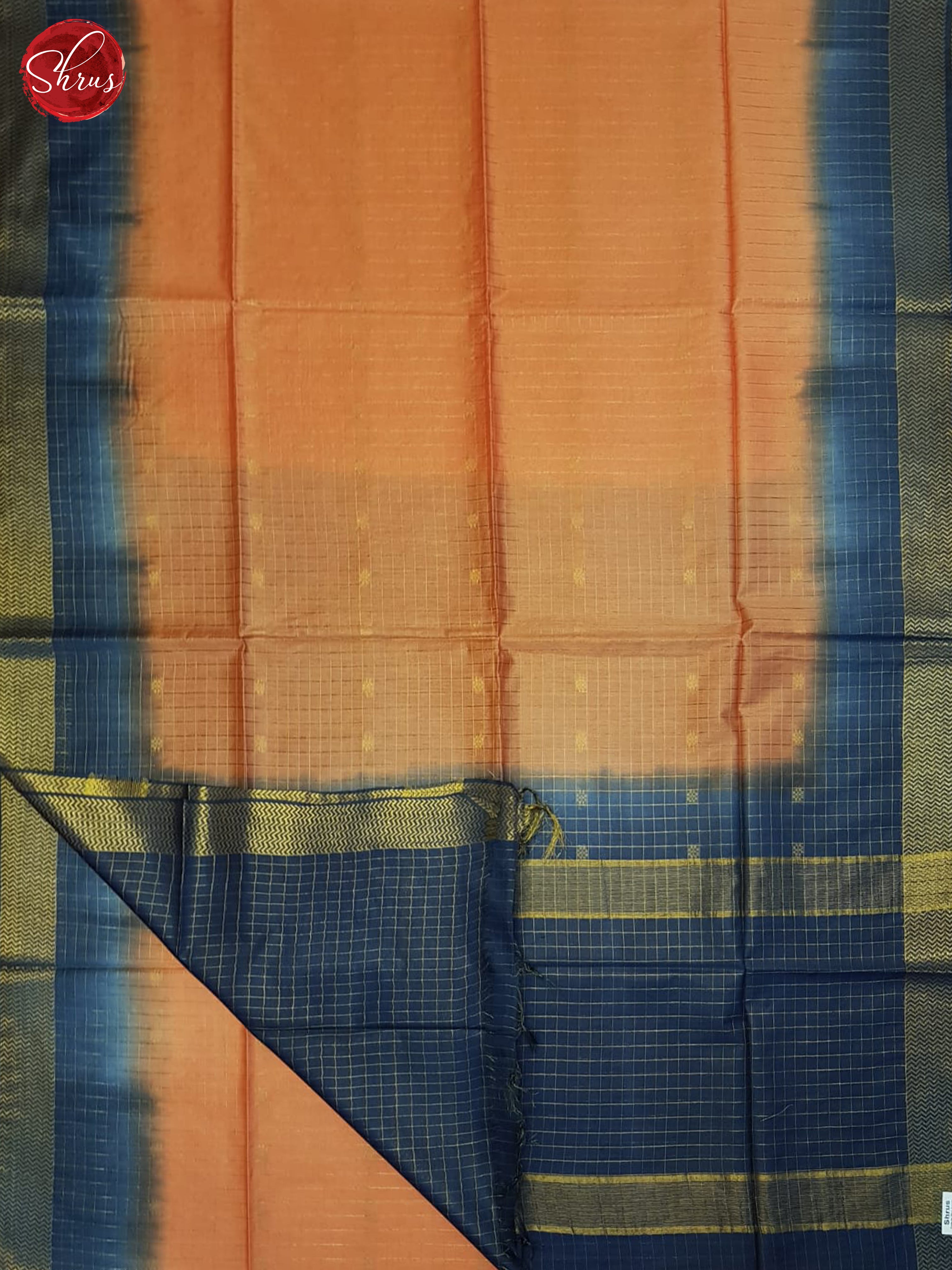 Orange And Blue- Semi Tussar Saree - Shop on ShrusEternity.com