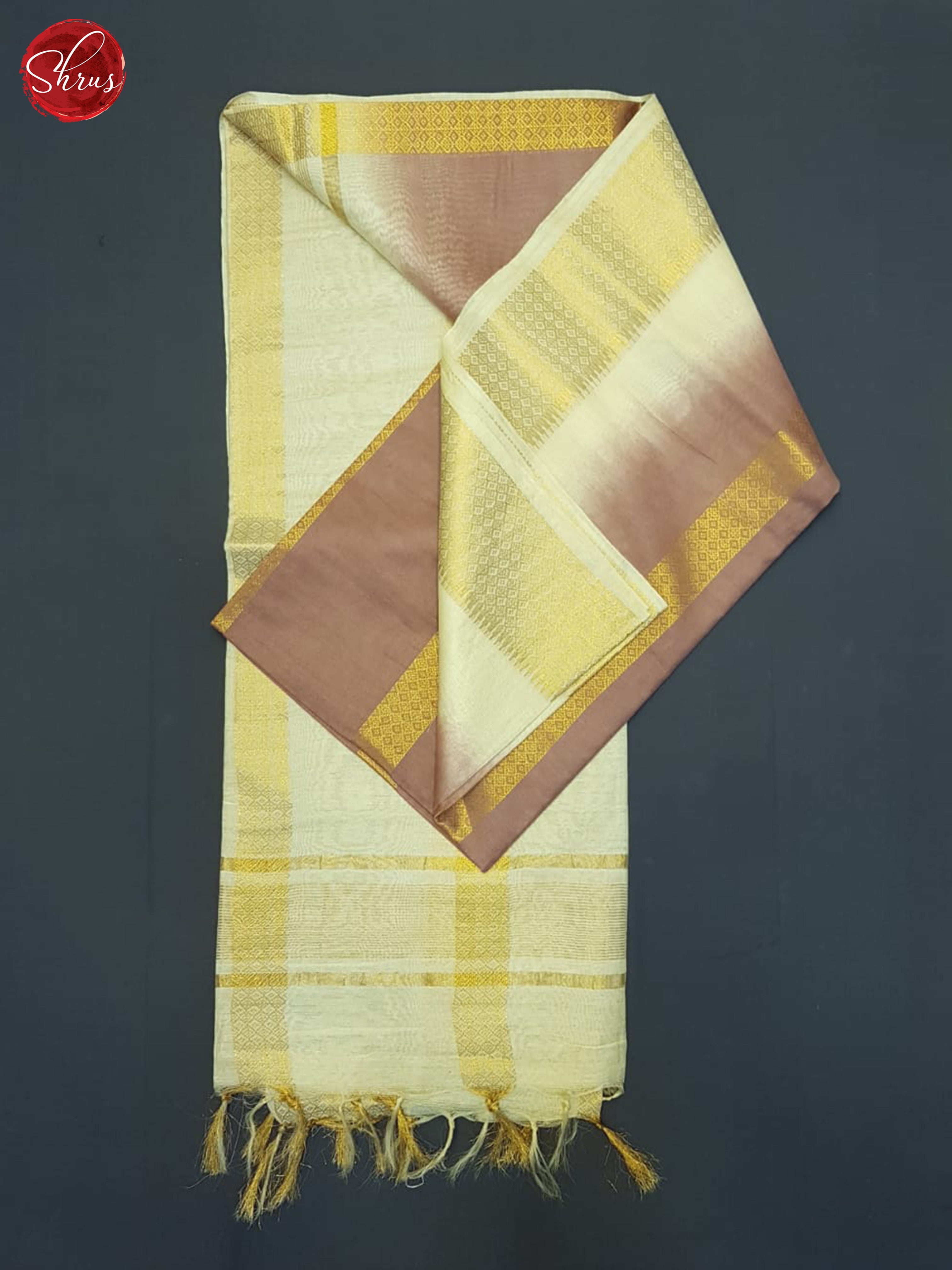 Dusty Dark Onion And Cream- Semi Tussar Saree - Shop on ShrusEternity.com