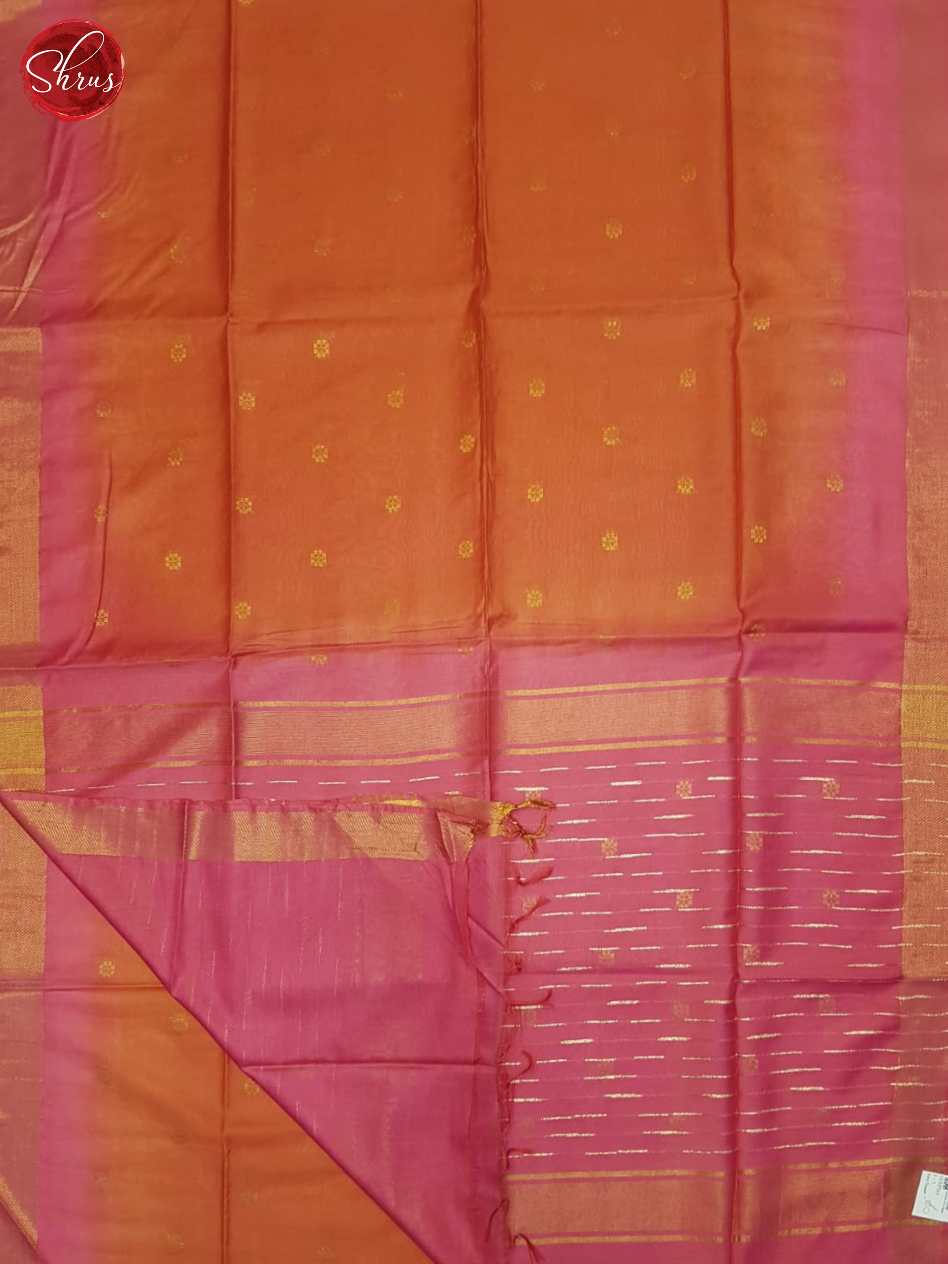 Orange & Pink- Semi Tussar Saree - Shop on ShrusEternity.com