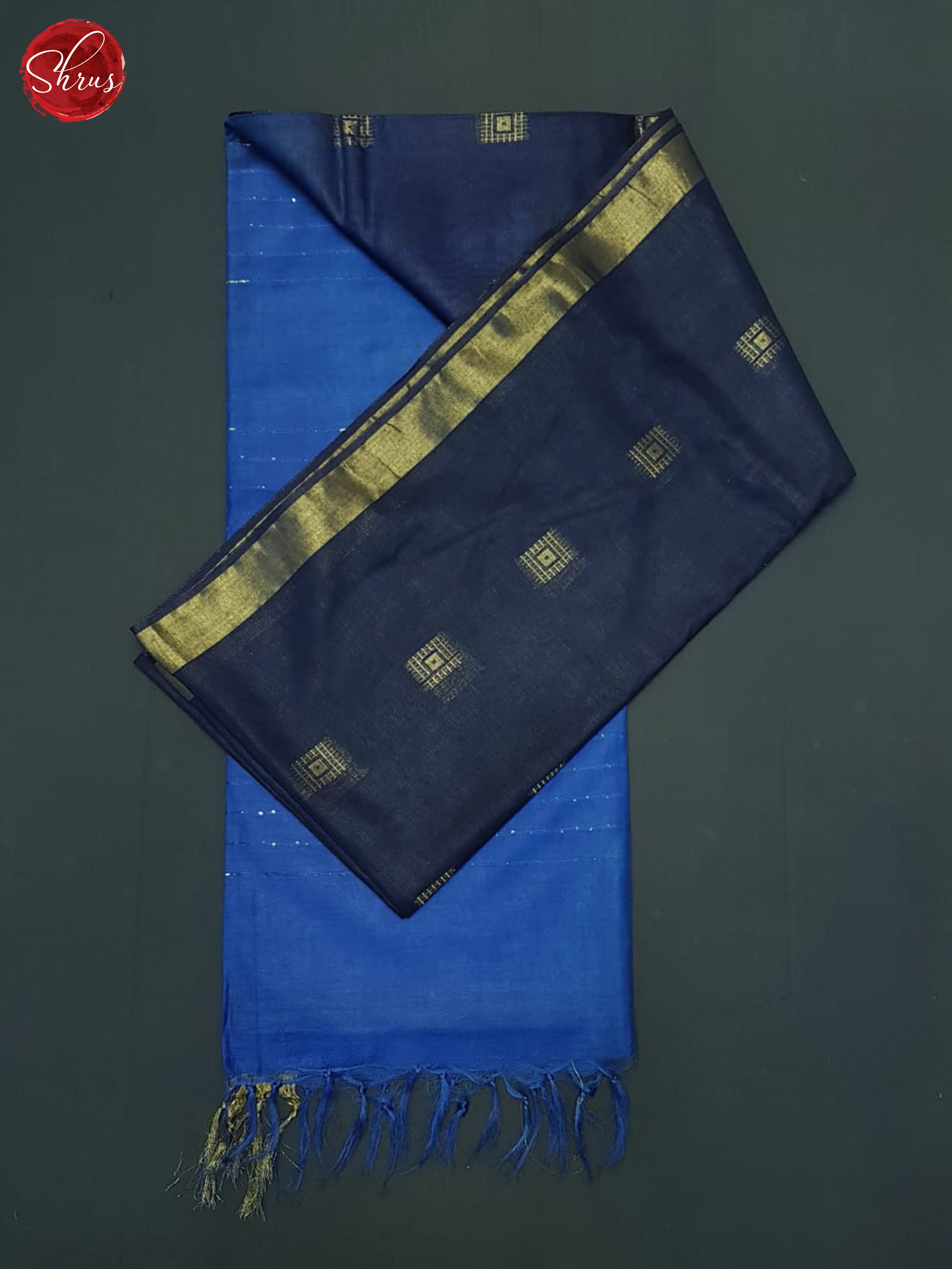 Dark Blue & Blue-Semi Tussar Saree - Shop on ShrusEternity.com