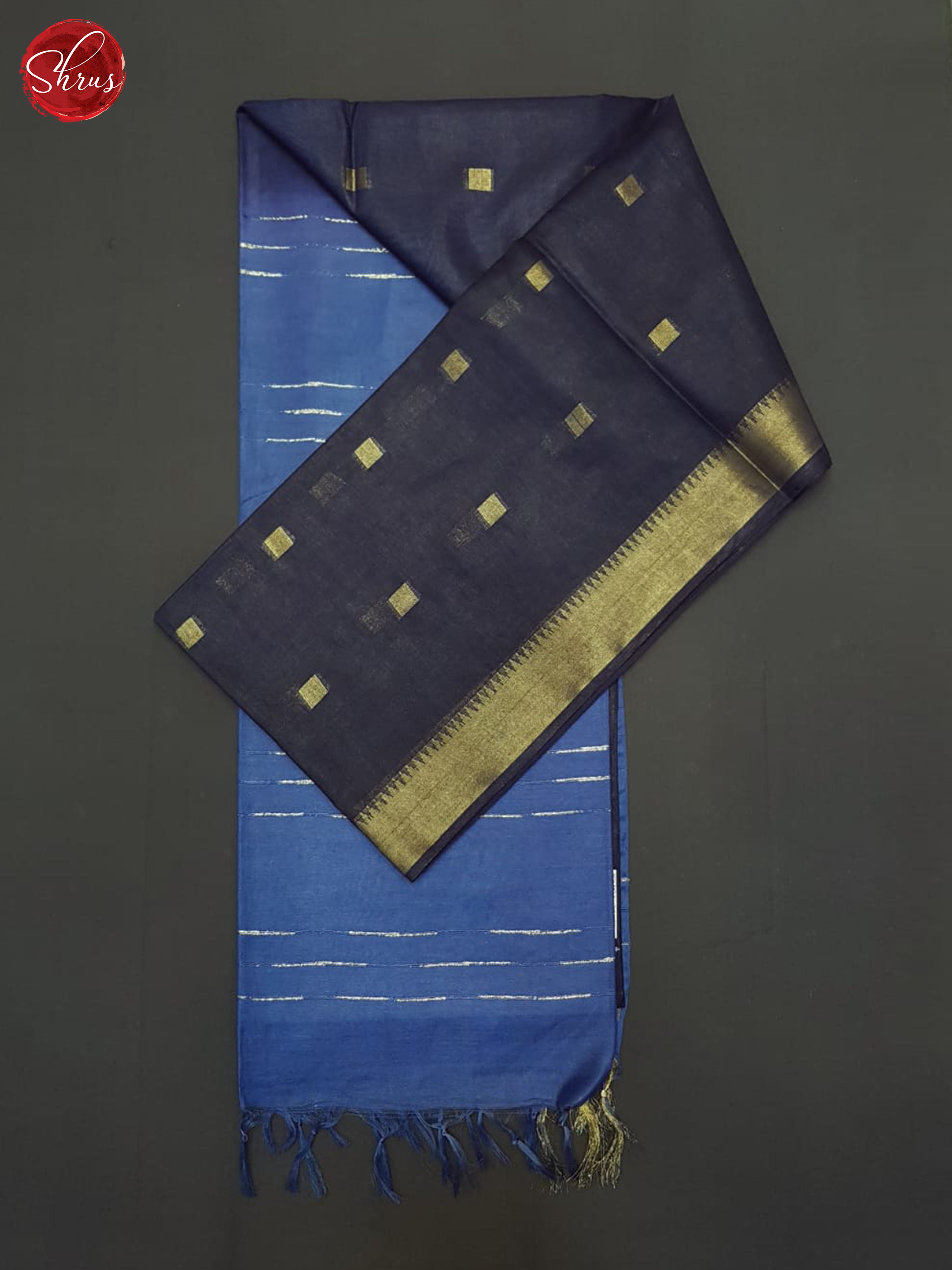 Navy Blue & Blue- Semi Tussar Saree - Shop on ShrusEternity.com