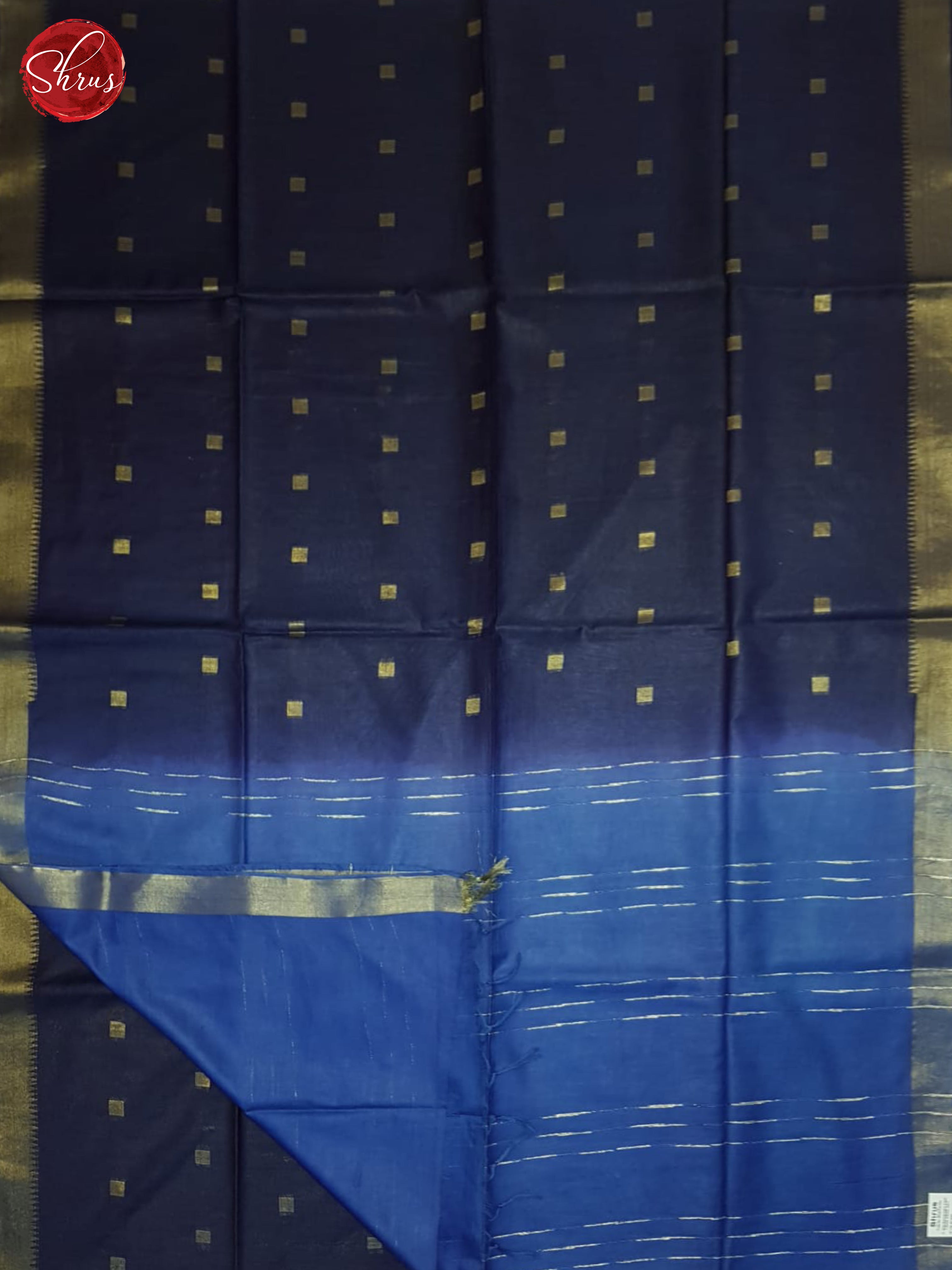 Navy Blue & Blue- Semi Tussar Saree - Shop on ShrusEternity.com