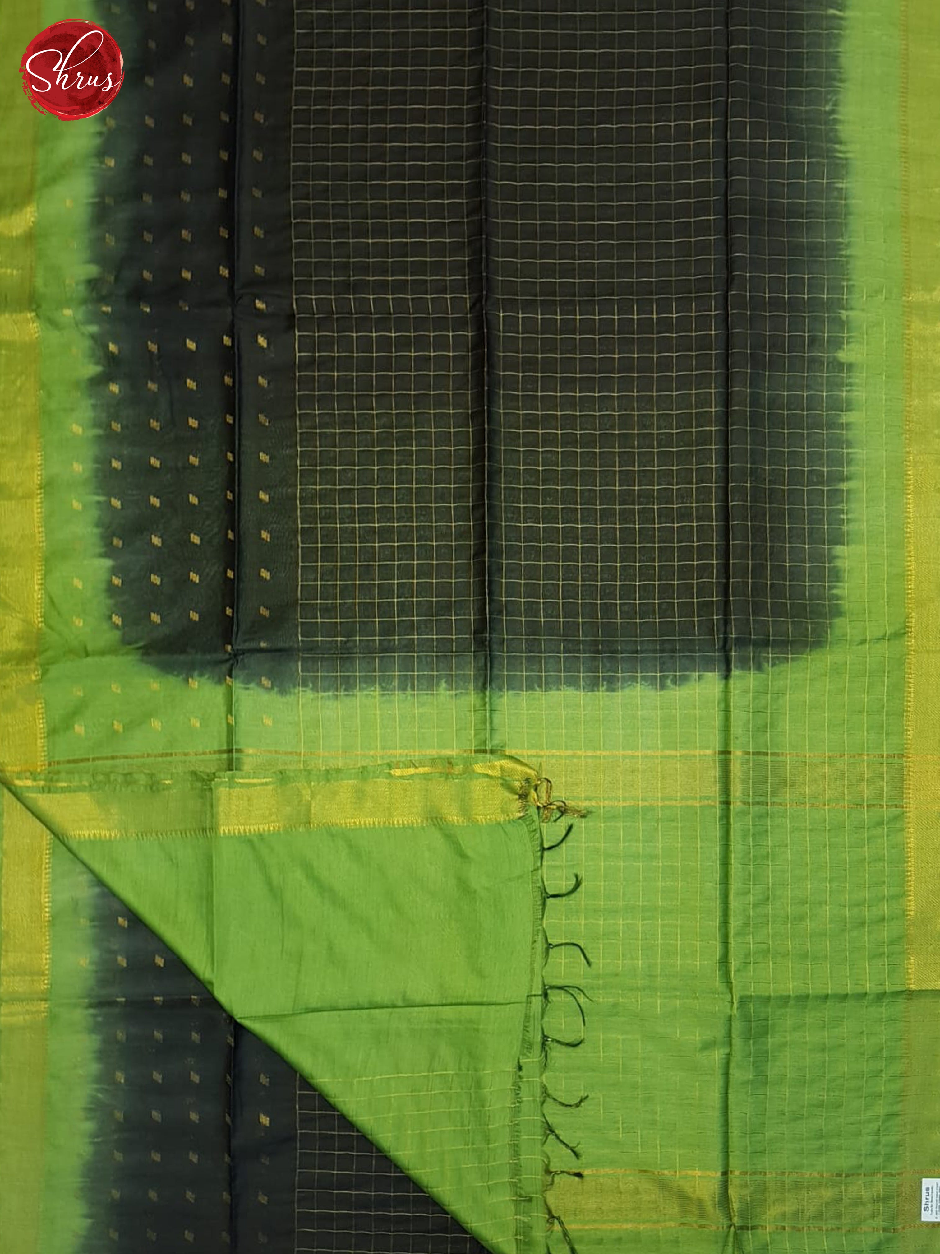 Black And Green- Semi Tussar Saree - Shop on ShrusEternity.com