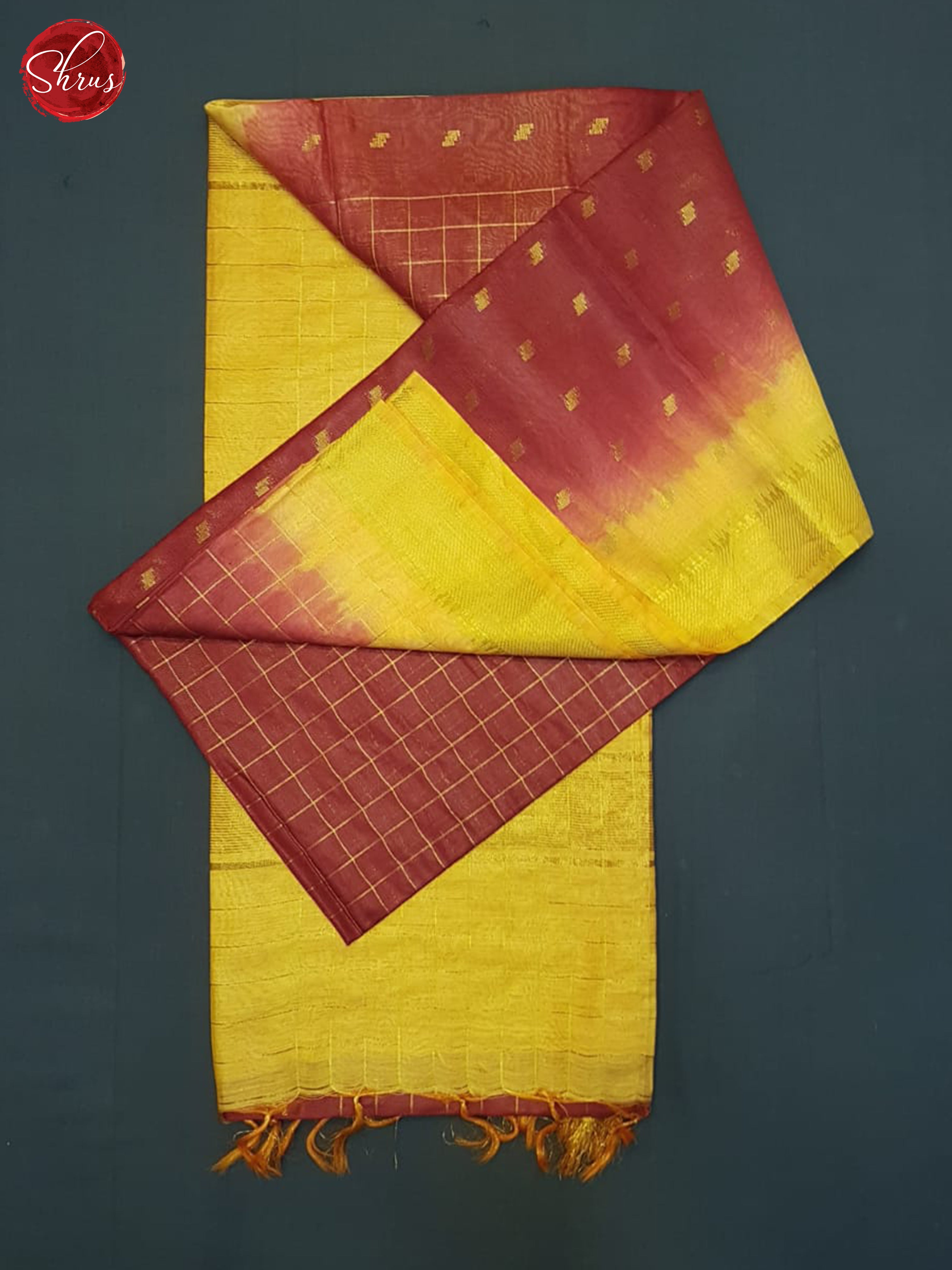 Arakku Maroon And Yellow- Semi Tussar Saree - Shop on ShrusEternity.com