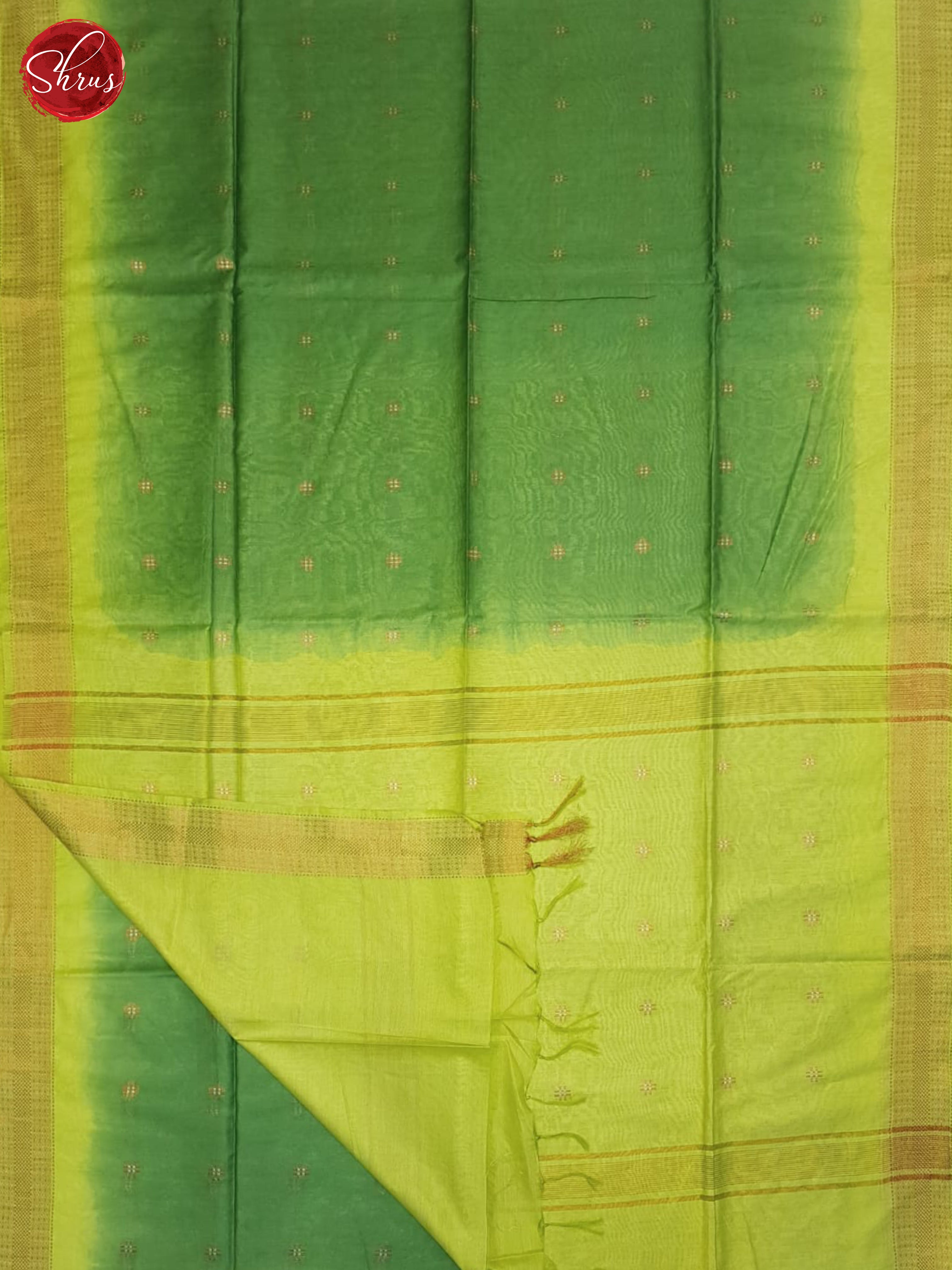 Green & Lime Green - Semi Tussar Saree - Shop on ShrusEternity.com