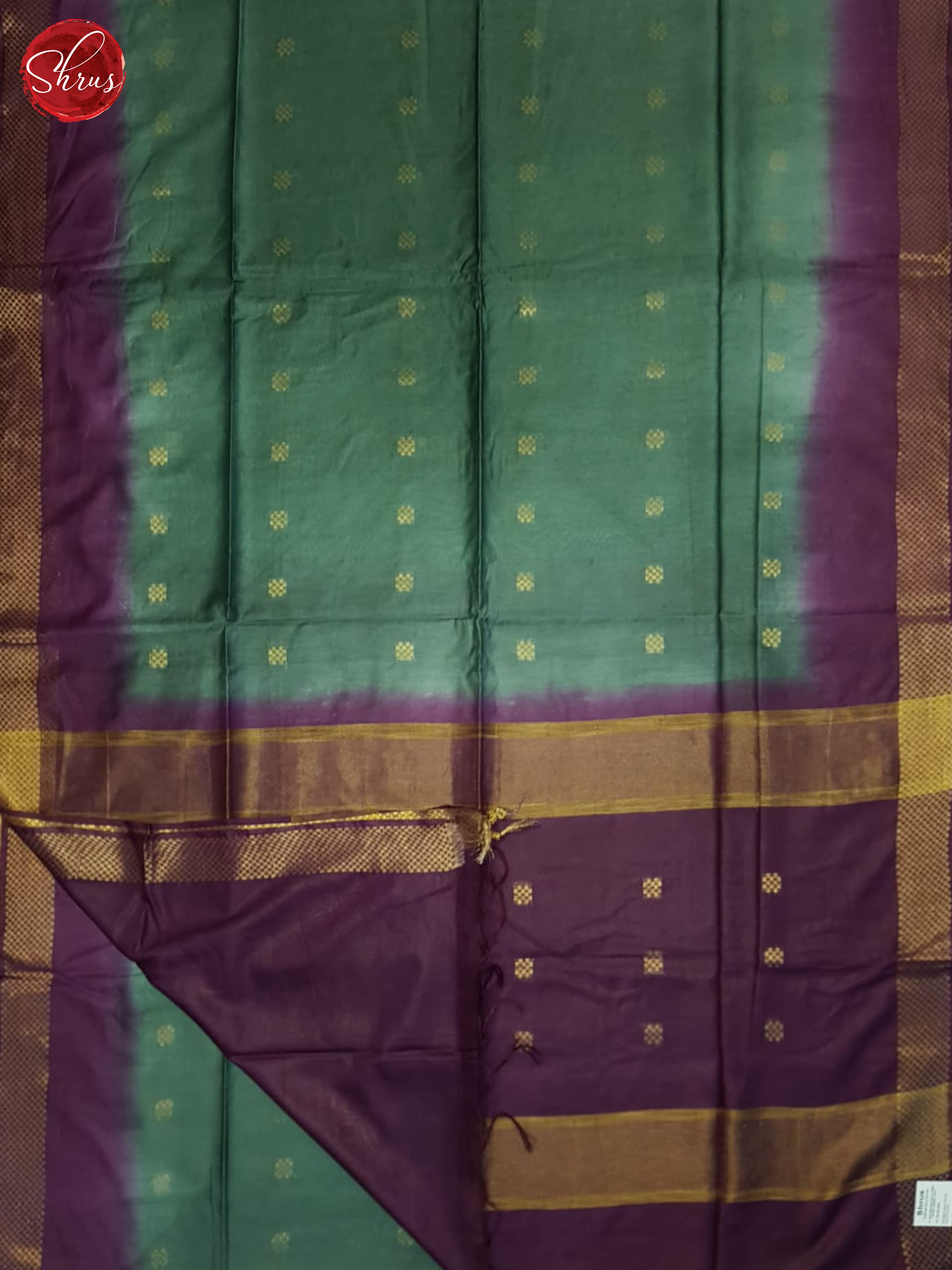 Green And Wine- Semi Tussar Saree - Shop on ShrusEternity.com