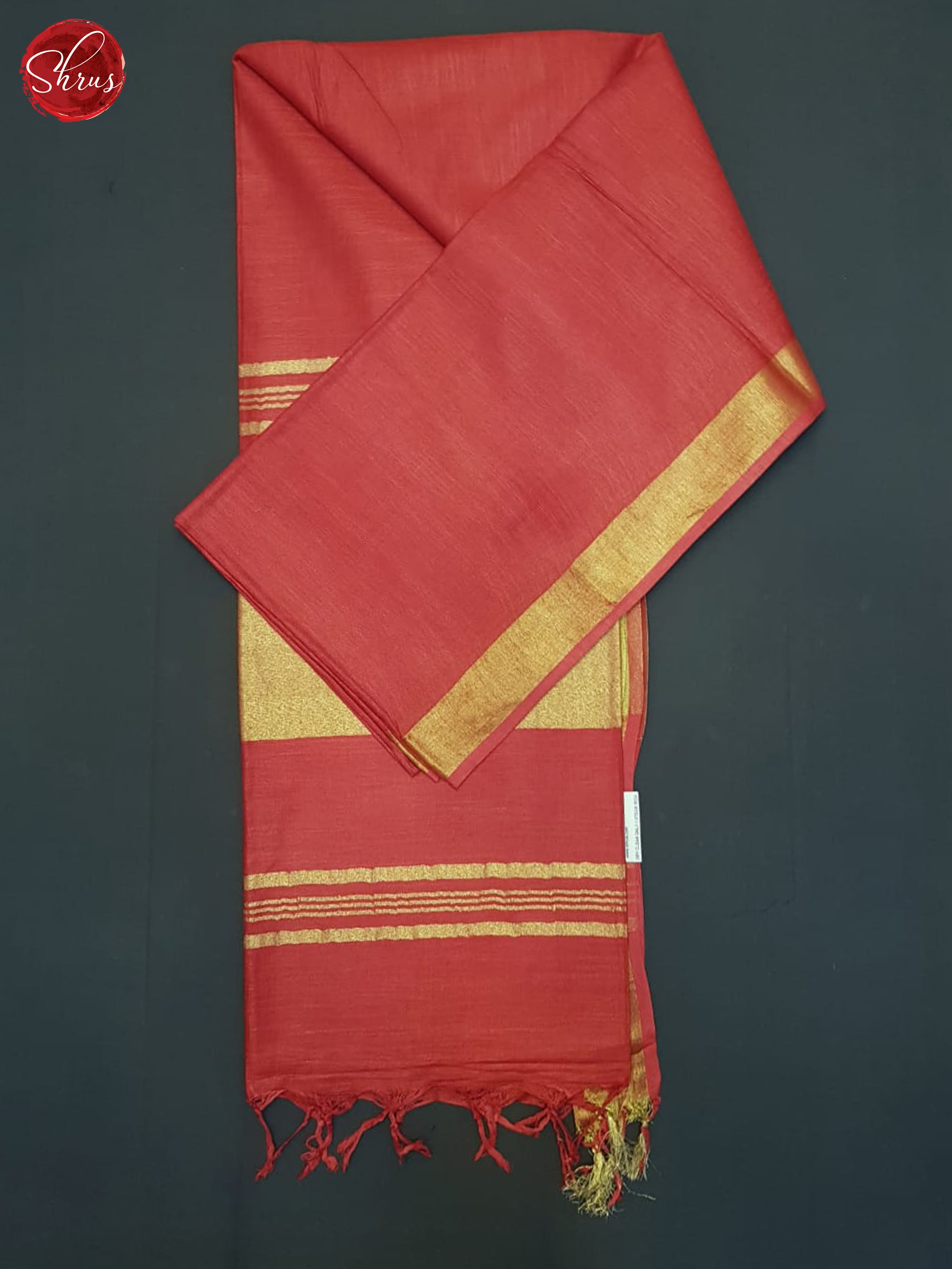 Red(Single Tone)- Linen Cotton Saree - Shop on ShrusEternity.com