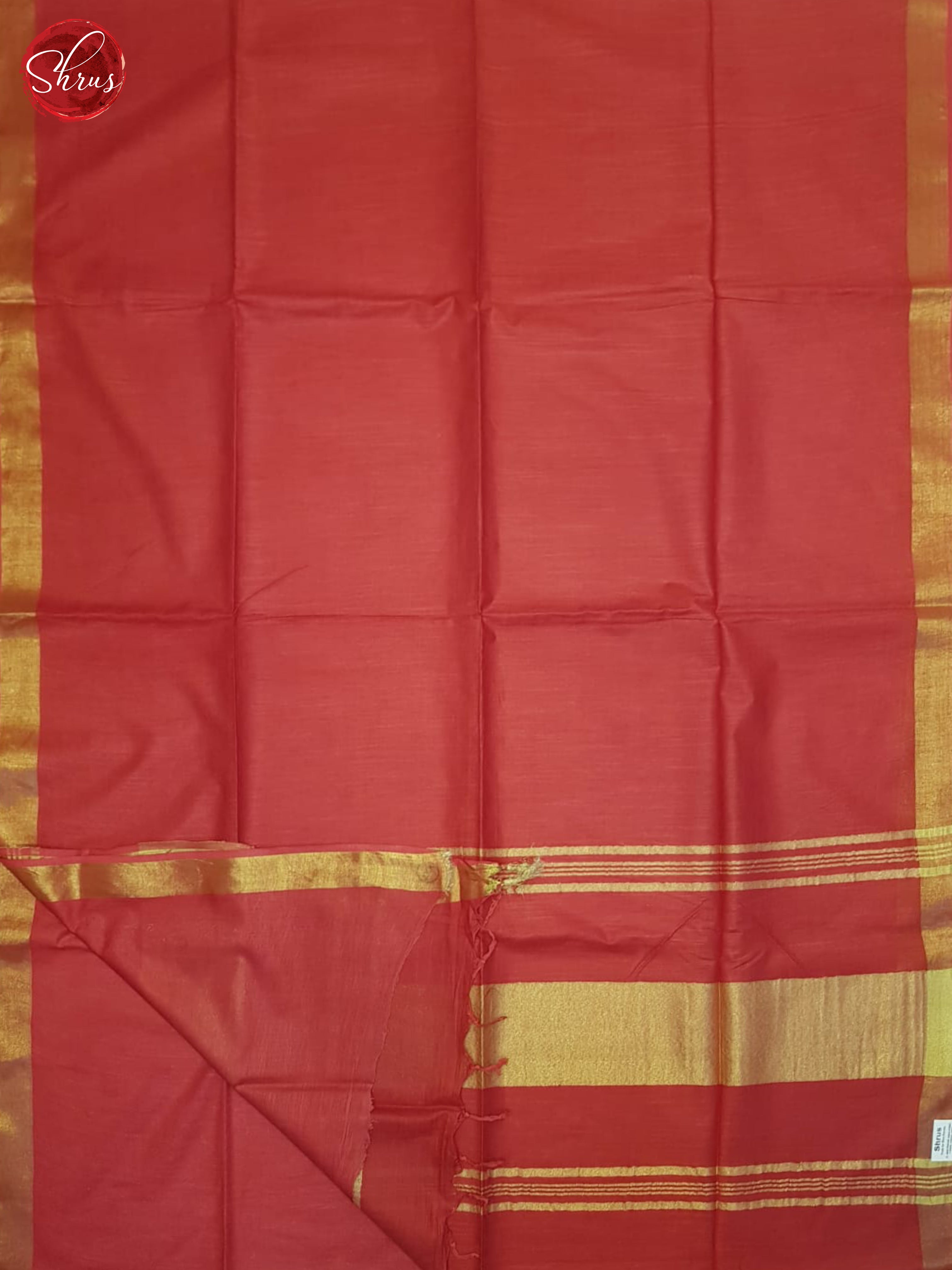 Red(Single Tone)- Linen Cotton Saree - Shop on ShrusEternity.com