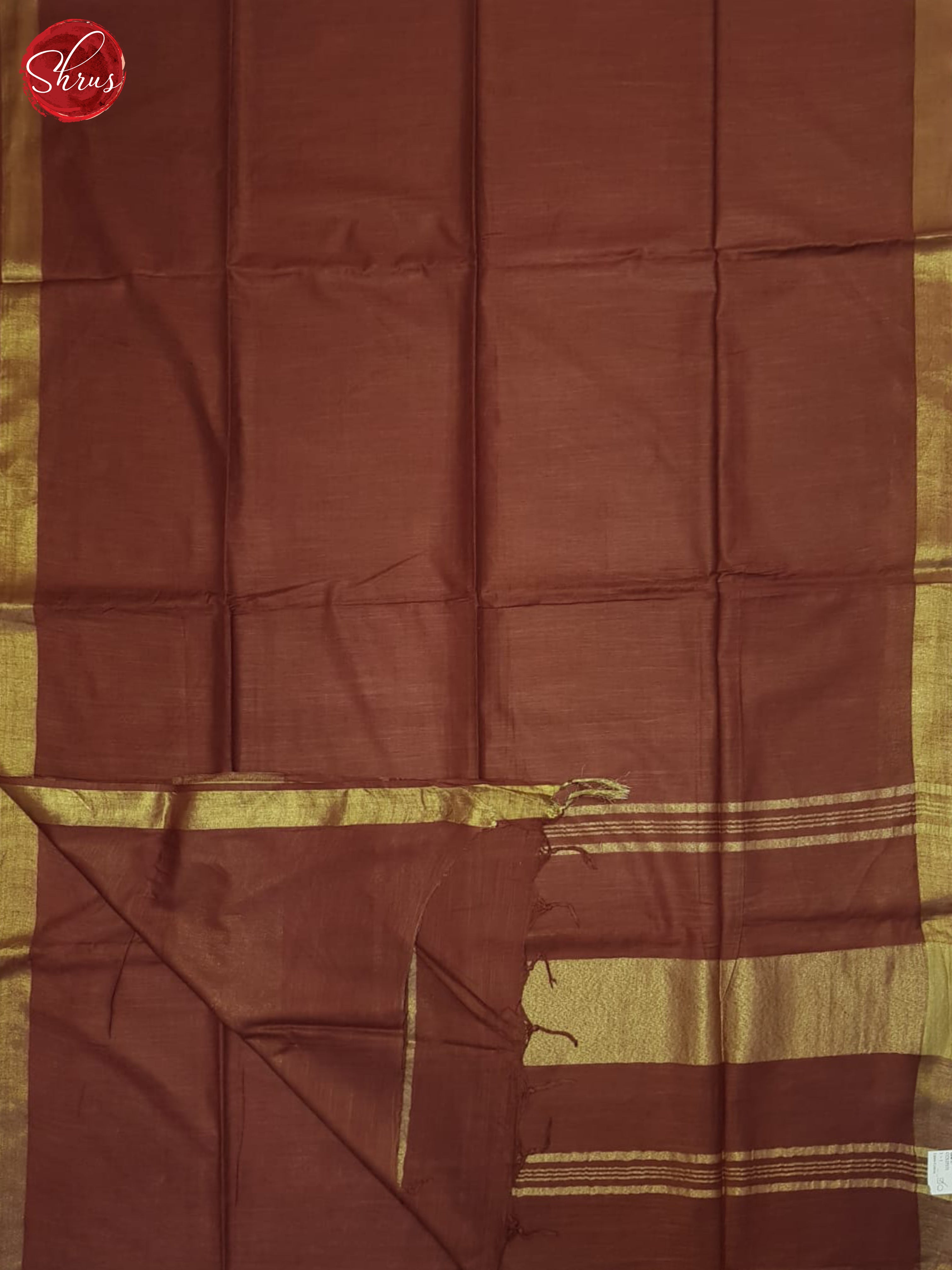 Brown(Single Tone)- Linen Cotton Saree - Shop on ShrusEternity.com
