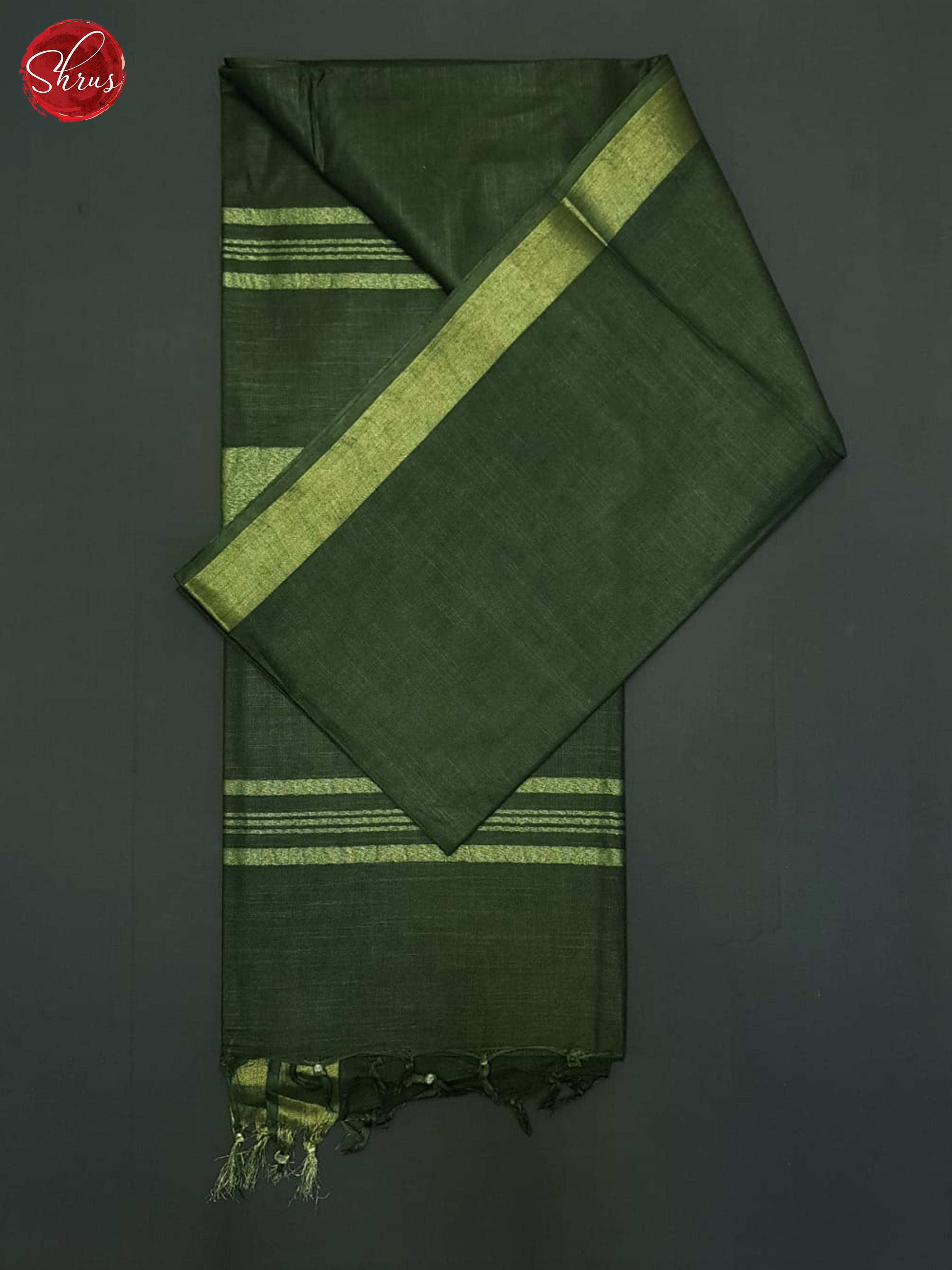Green(Single Tone)- Linen Cotton saree - Shop on ShrusEternity.com