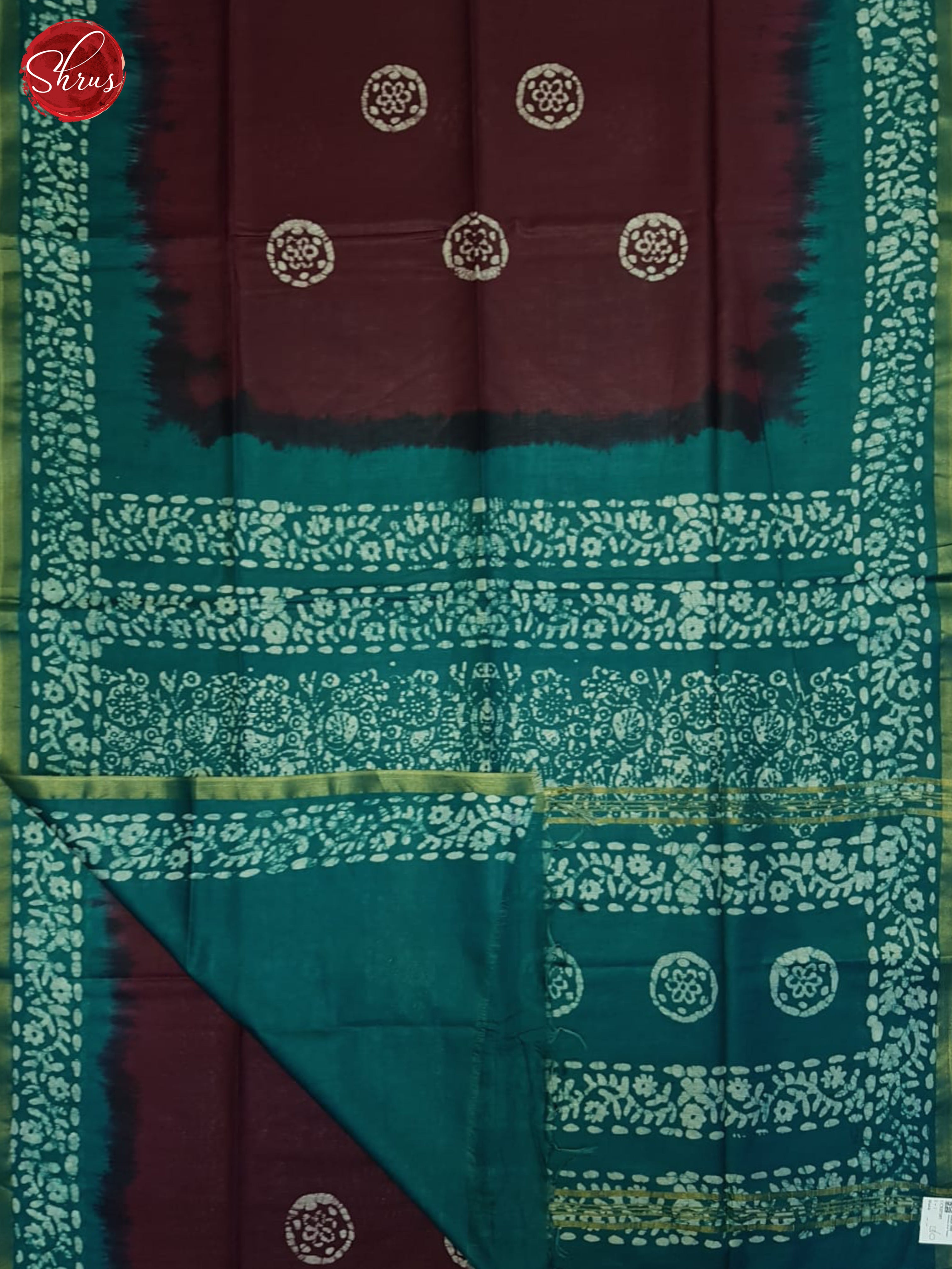 Deep Wine & Green - Bhatik Saree - Shop on ShrusEternity.com