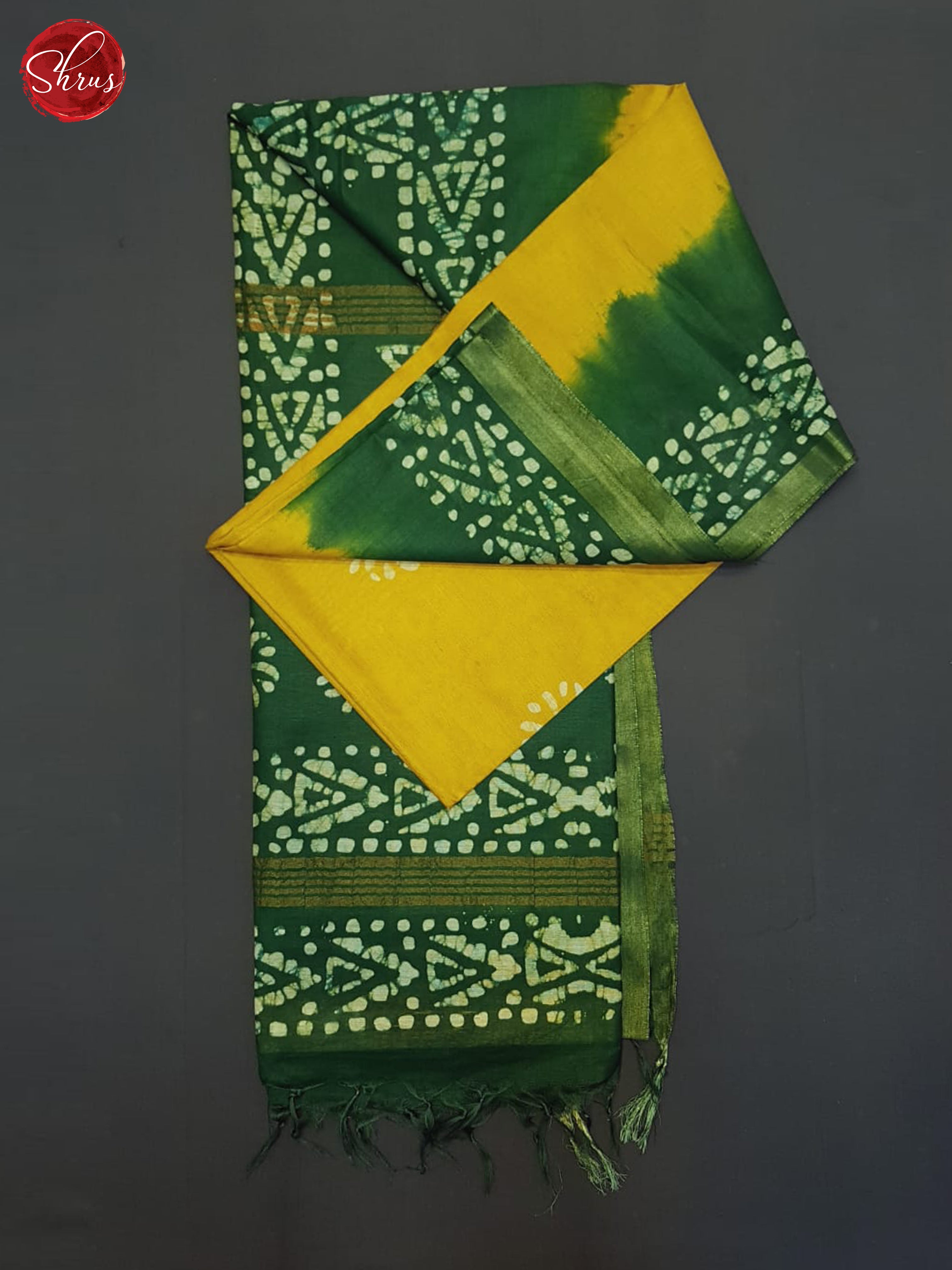 Yellow & Green - Bhatik Saree - Shop on ShrusEternity.com